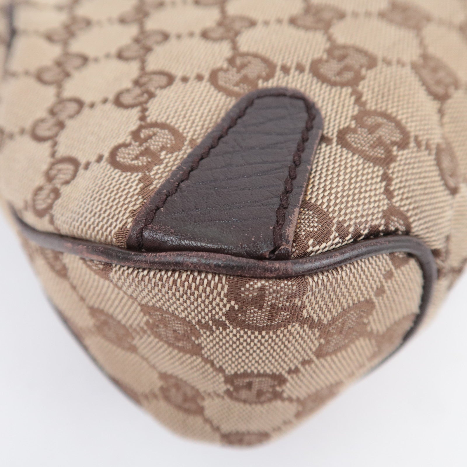 GUCCI Horsebit GG Canvas Shoulder Bag Beige Brown 114915
