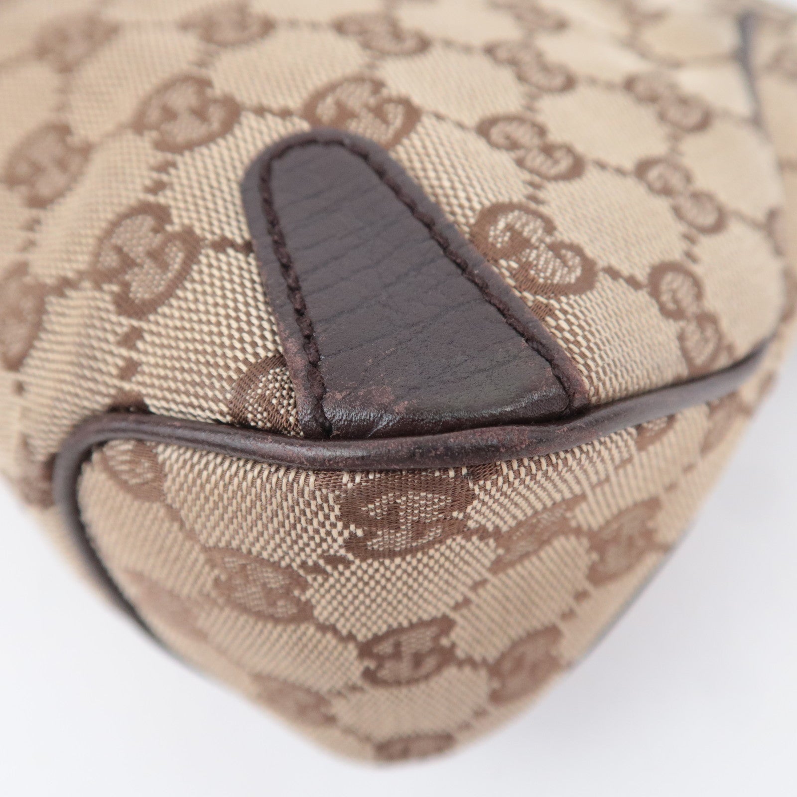 GUCCI Horsebit GG Canvas Shoulder Bag Beige Brown 114915