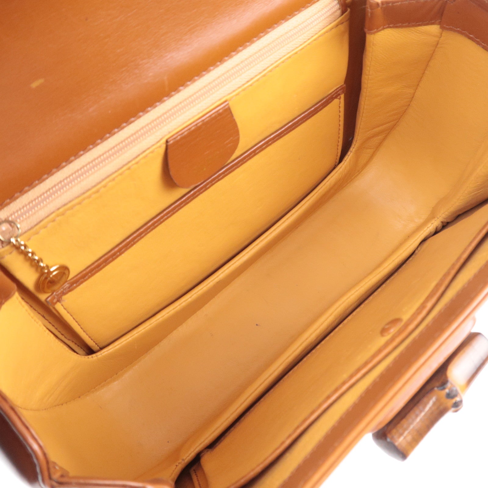 GUCCI Bamboo 2Way Leather Handbag Brown 000.2046.0633