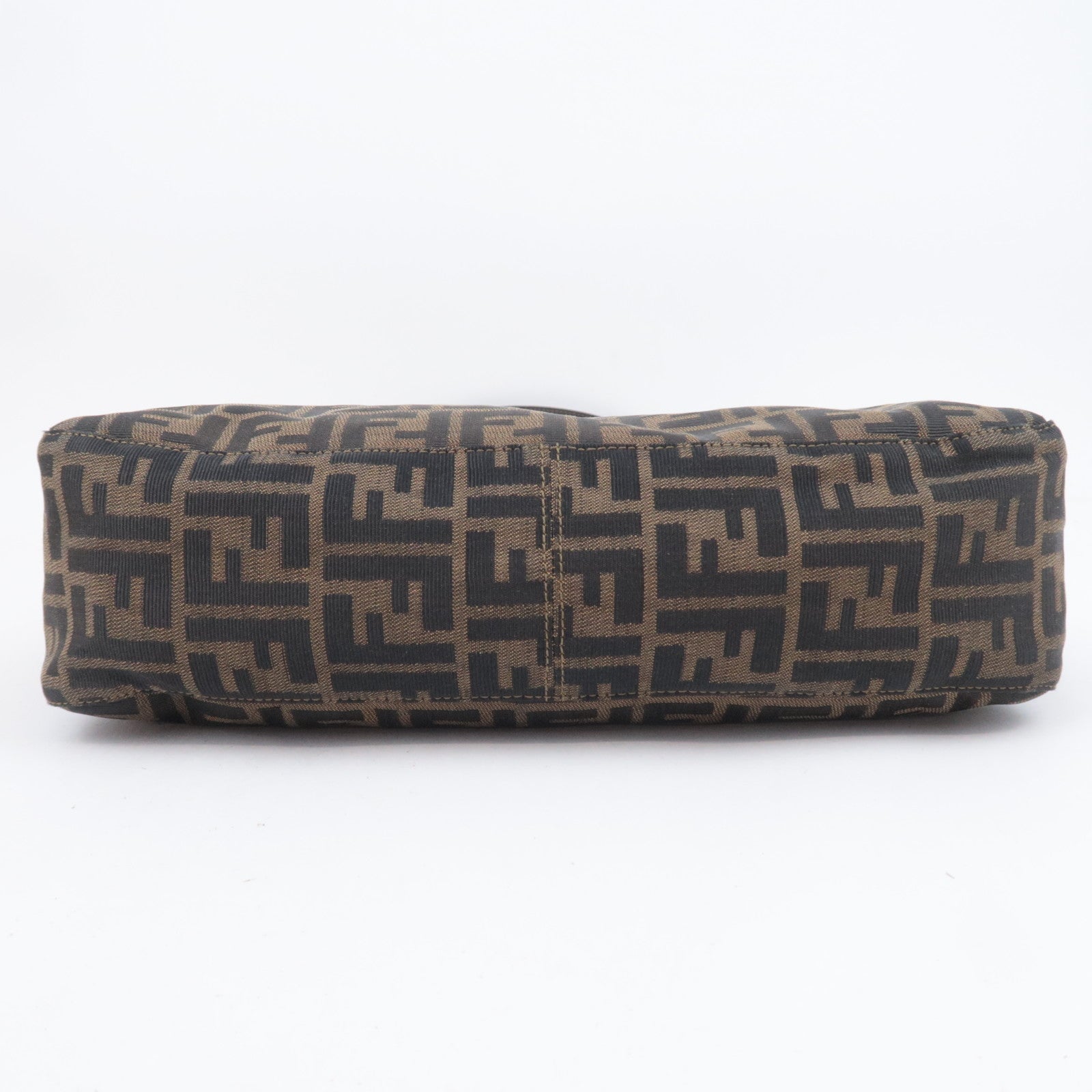 FENDI Zucca Canvas Leather Shoulder Bag Brown Black