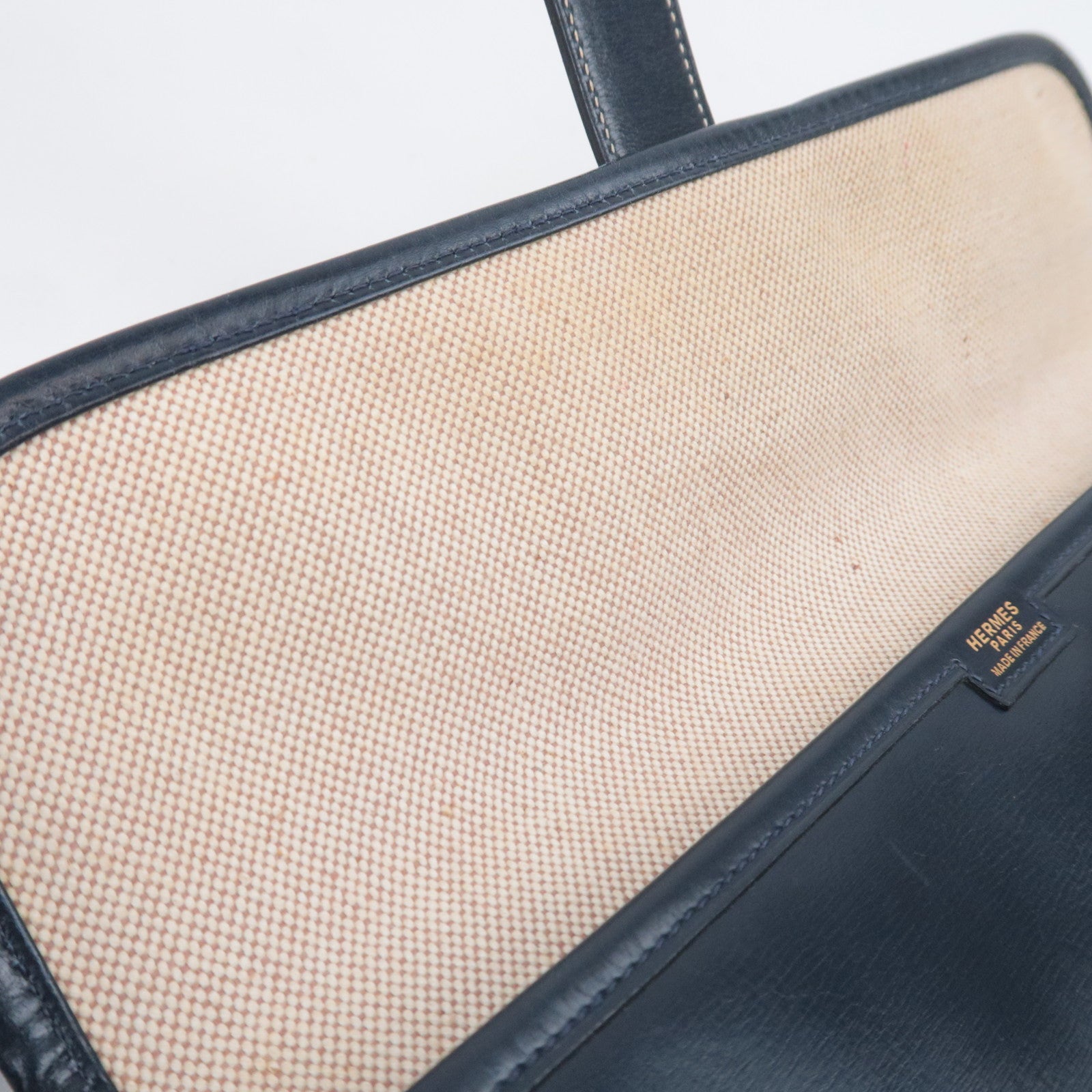 HERMES Jige PM Box Calf Clutch Bag 〇J Stamp (1980) Navy