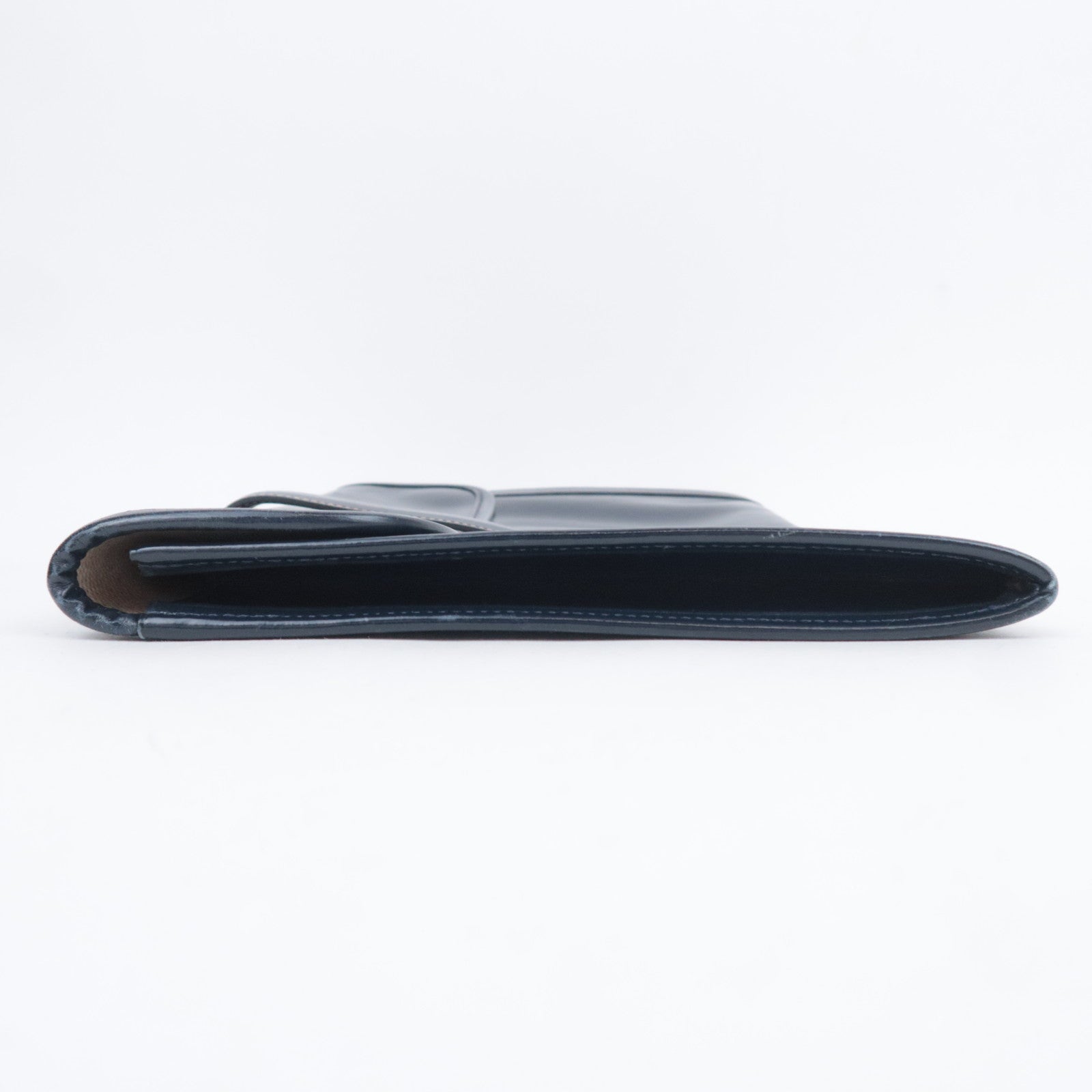 HERMES Jige PM Box Calf Clutch Bag 〇J Stamp (1980) Navy