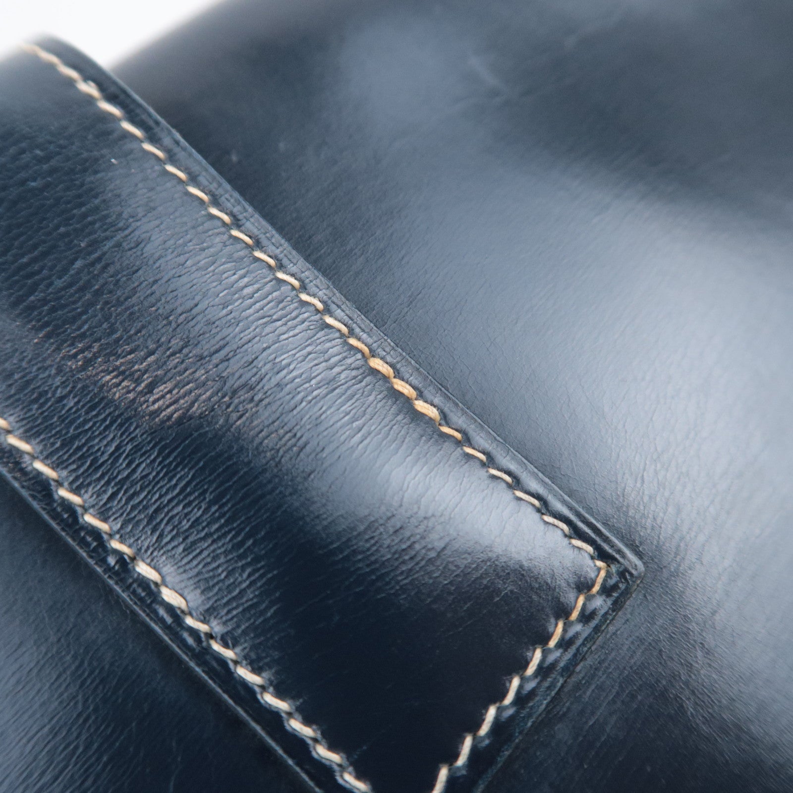 HERMES Jige PM Box Calf Clutch Bag 〇J Stamp (1980) Navy
