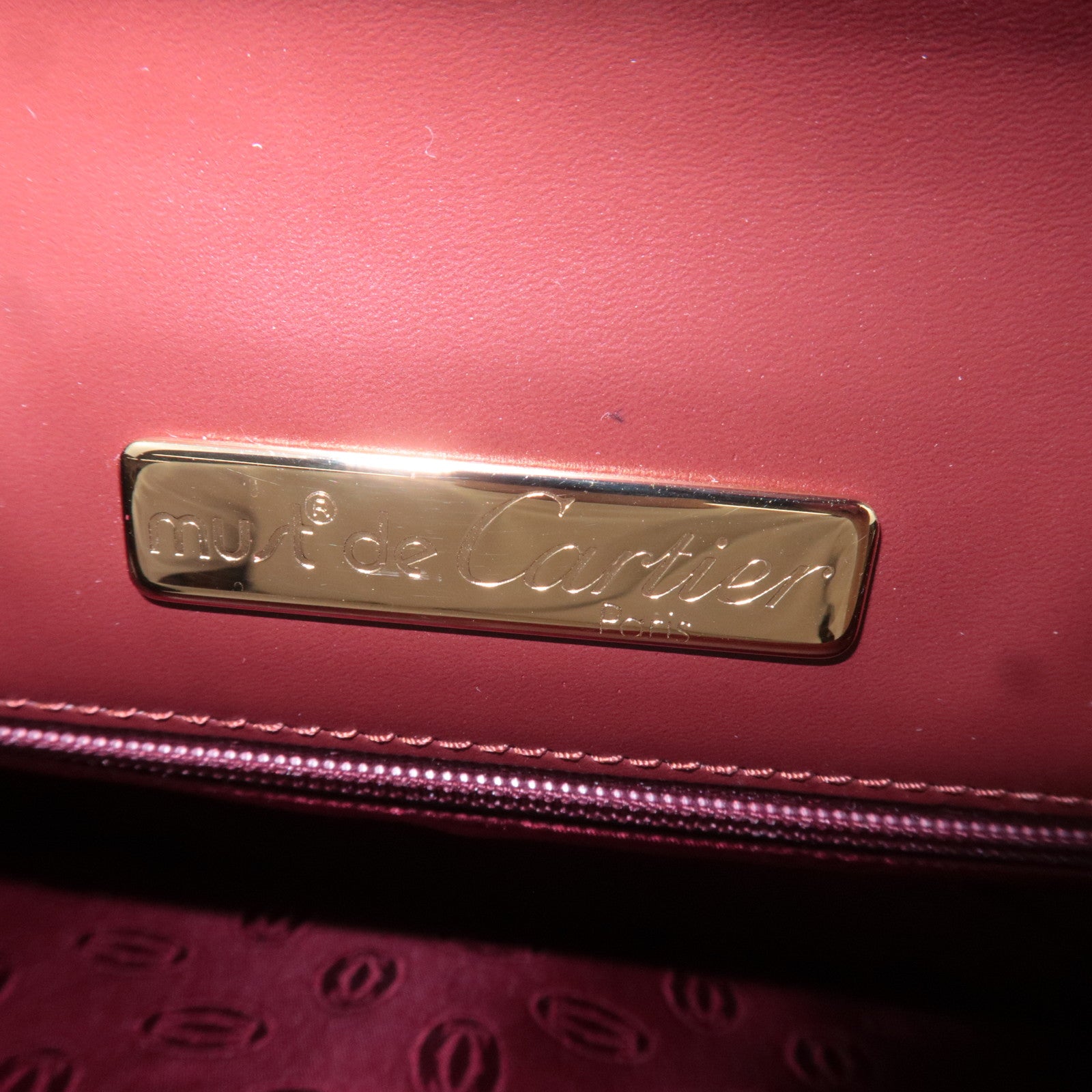 Cartier Must Line Leather Clutch Bag Bordeaux