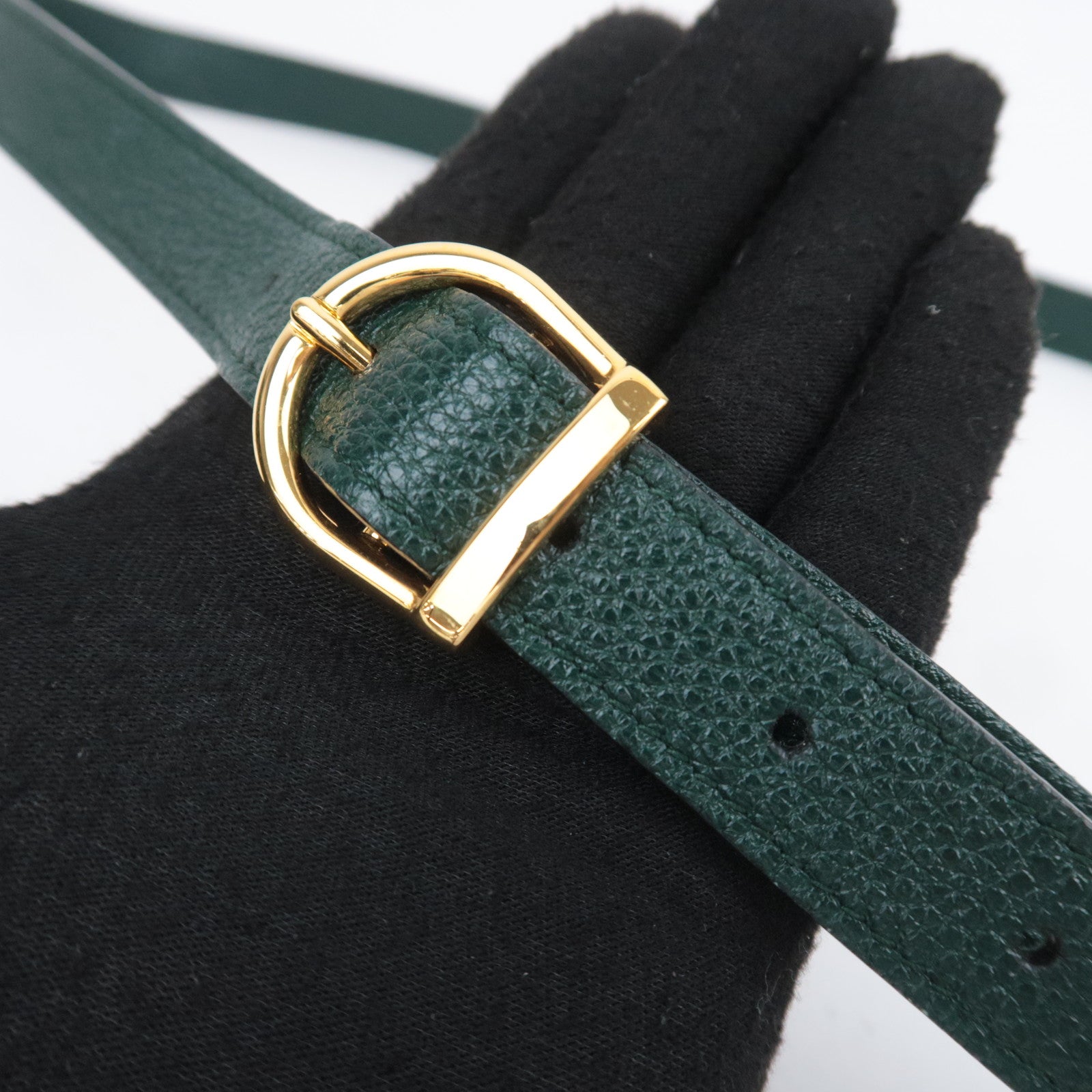 GUCCI Zumi Leather Shoulder Bag Green 576388