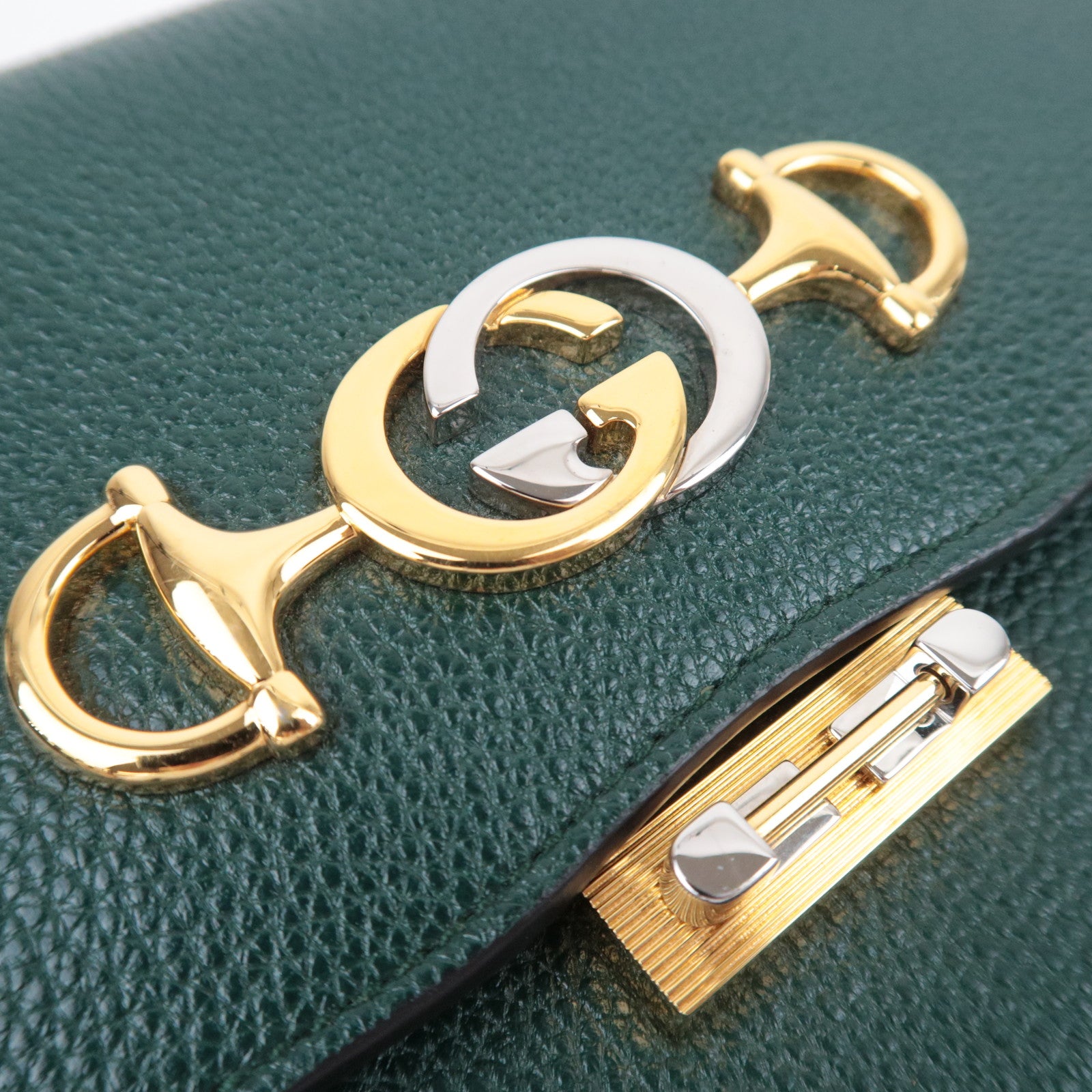 GUCCI Zumi Leather Shoulder Bag Green 576388