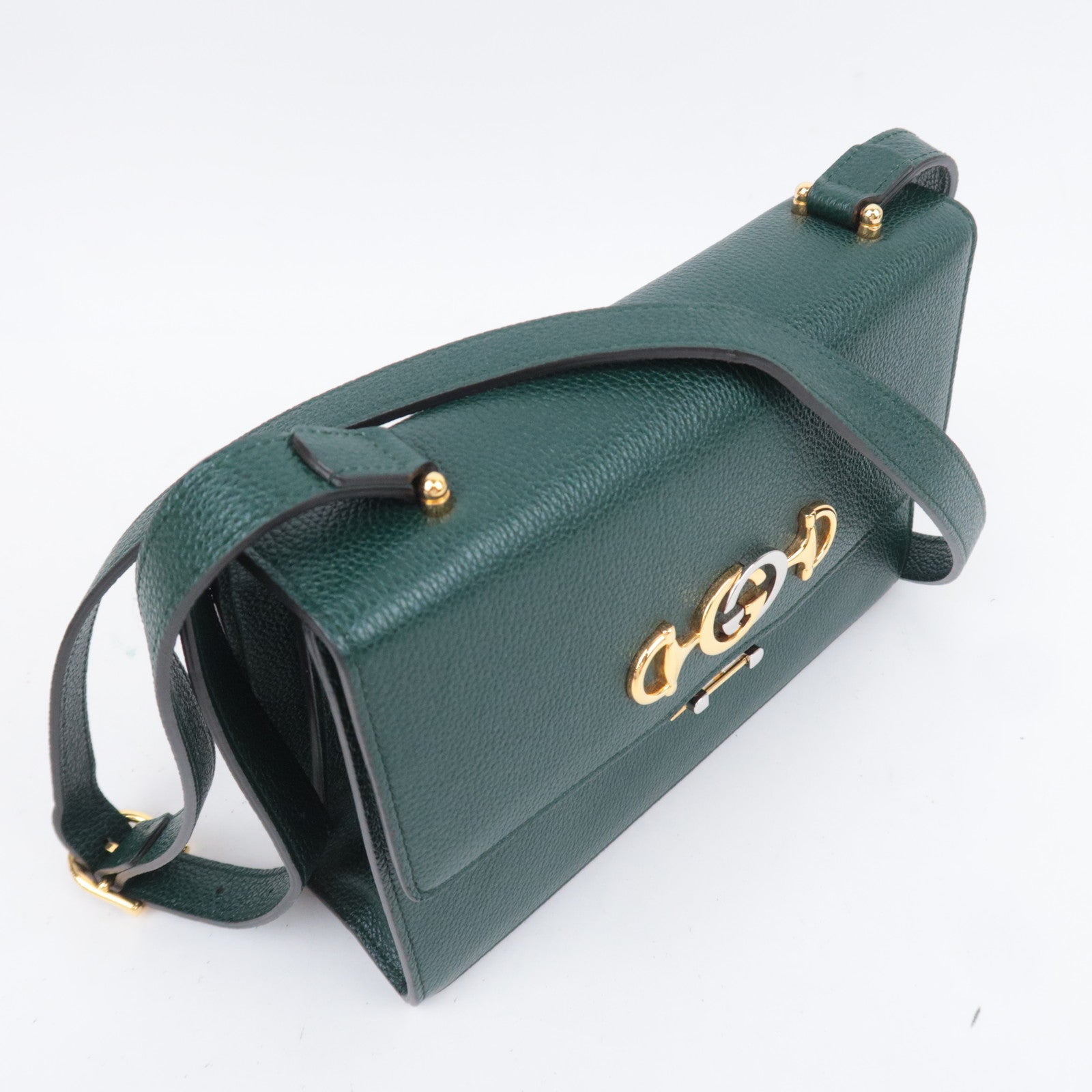 GUCCI Zumi Leather Shoulder Bag Green 576388