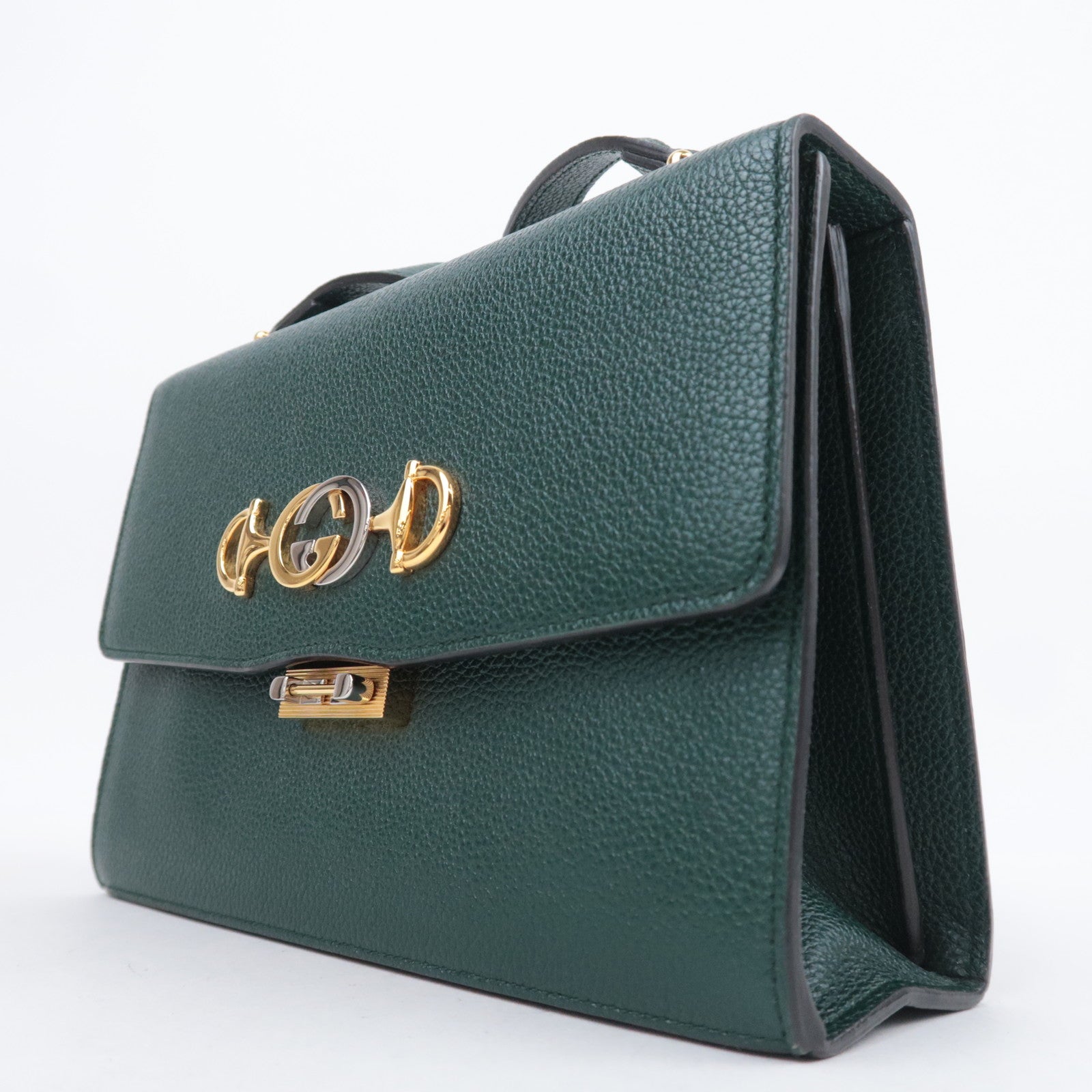 GUCCI Zumi Leather Shoulder Bag Green 576388