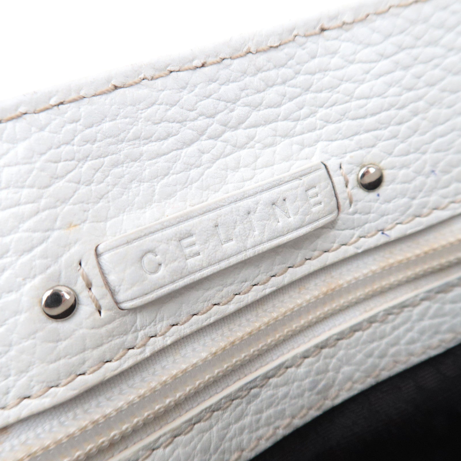 CELINE Paris Macadam Denim Leather Tote Bag Gray White