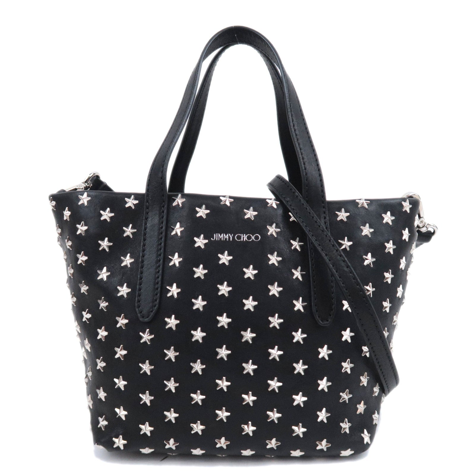 JIMMY CHOO Star Studs 2Way Leather Handbag Black91090