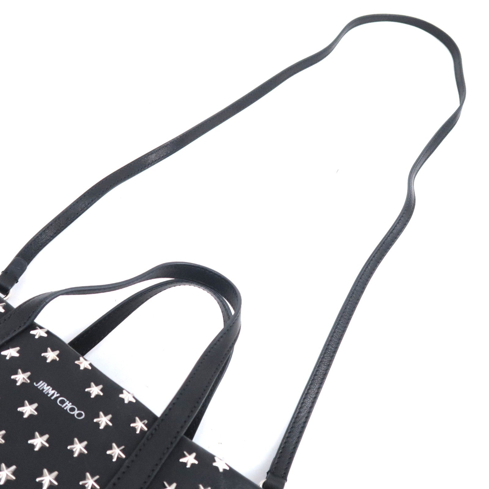 JIMMY CHOO Star Studs 2Way Leather Handbag Black