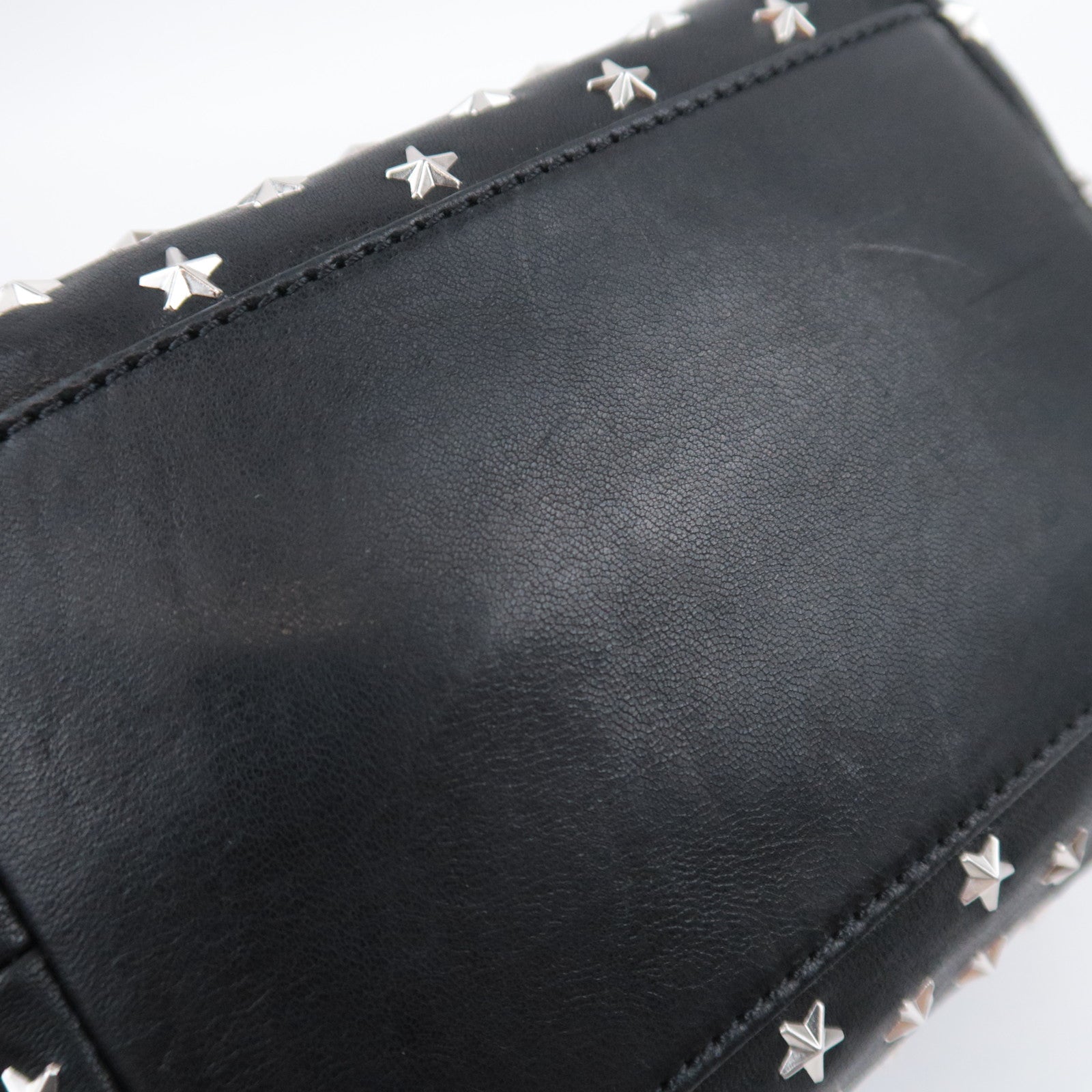 JIMMY CHOO Star Studs 2Way Leather Handbag Black
