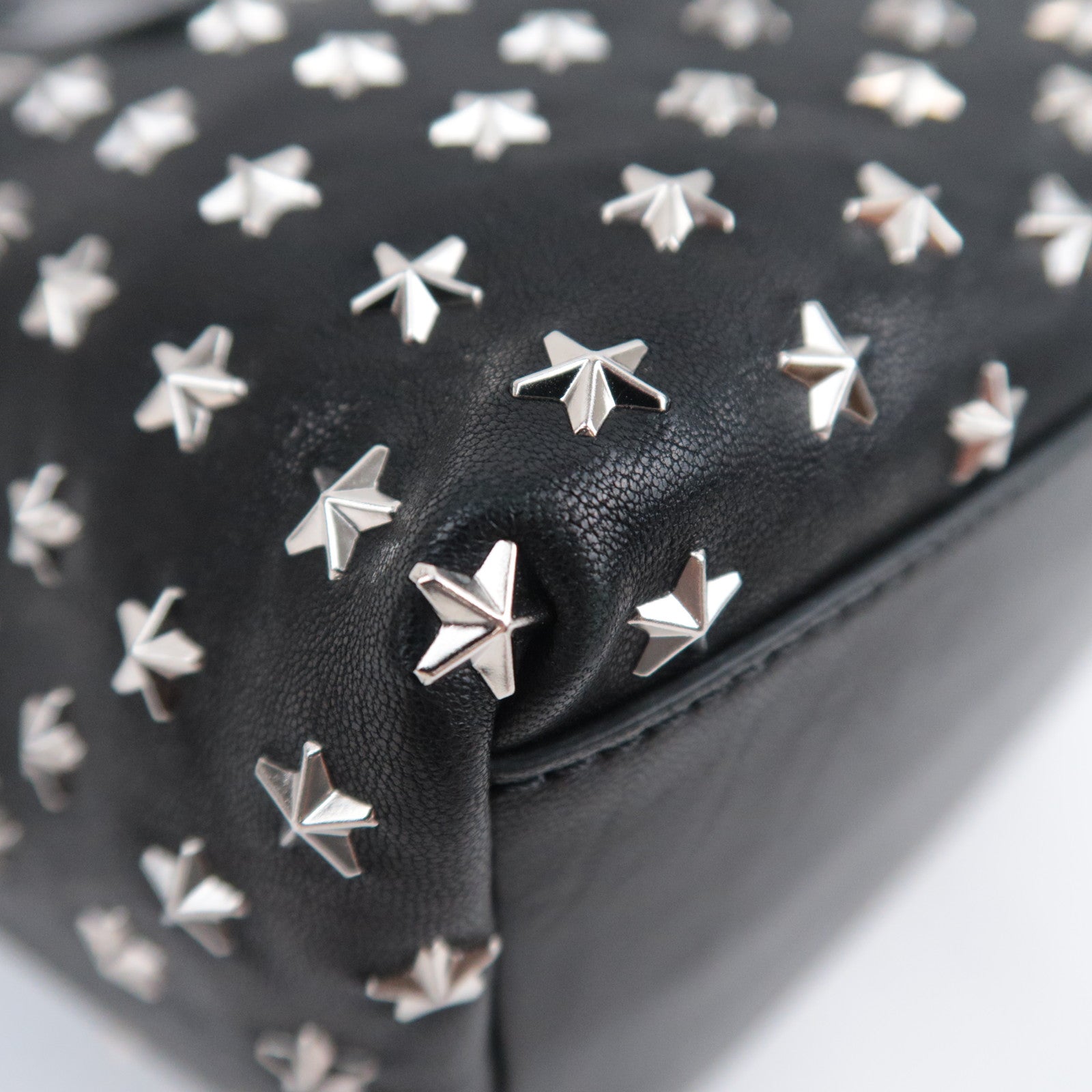 JIMMY CHOO Star Studs 2Way Leather Handbag Black