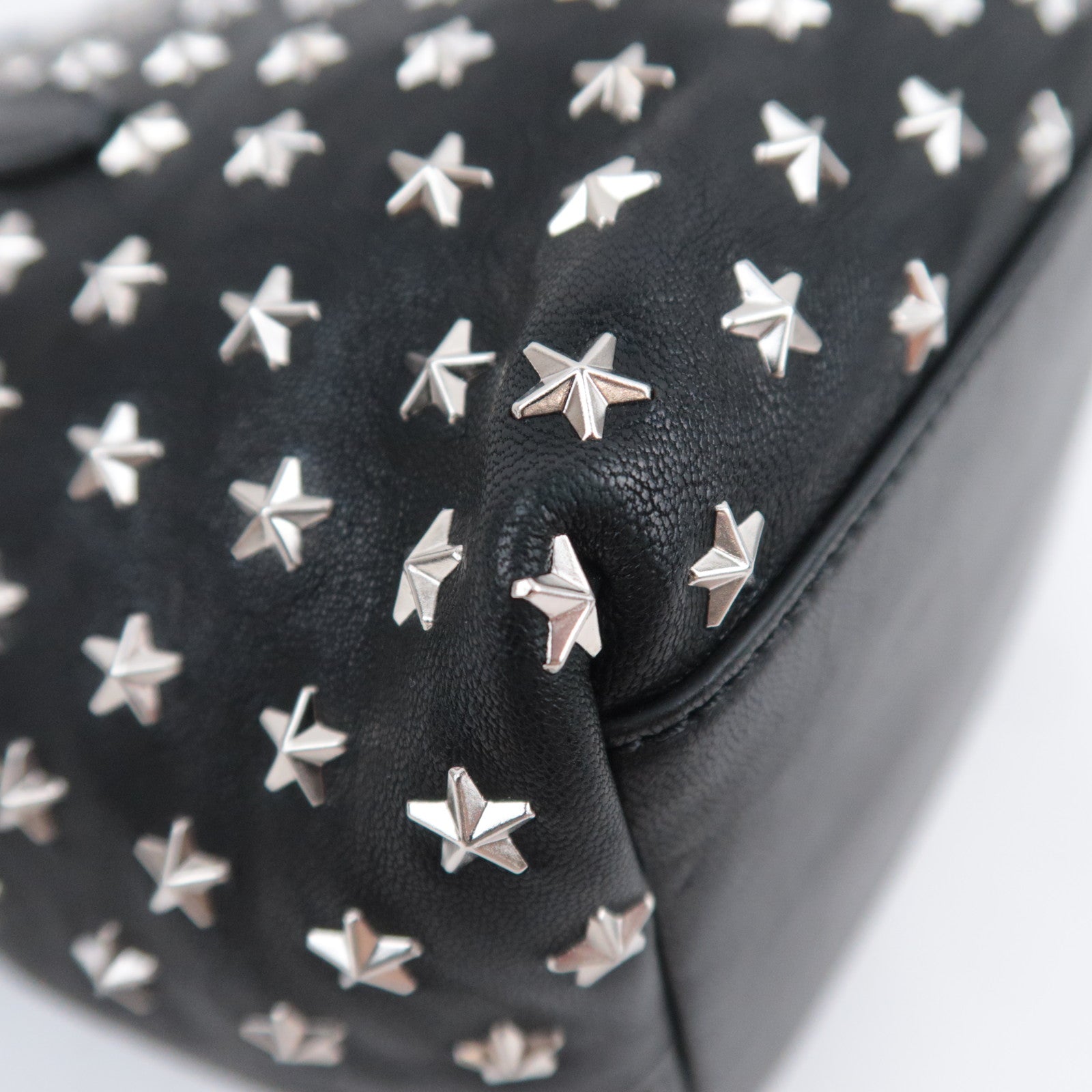 JIMMY CHOO Star Studs 2Way Leather Handbag Black
