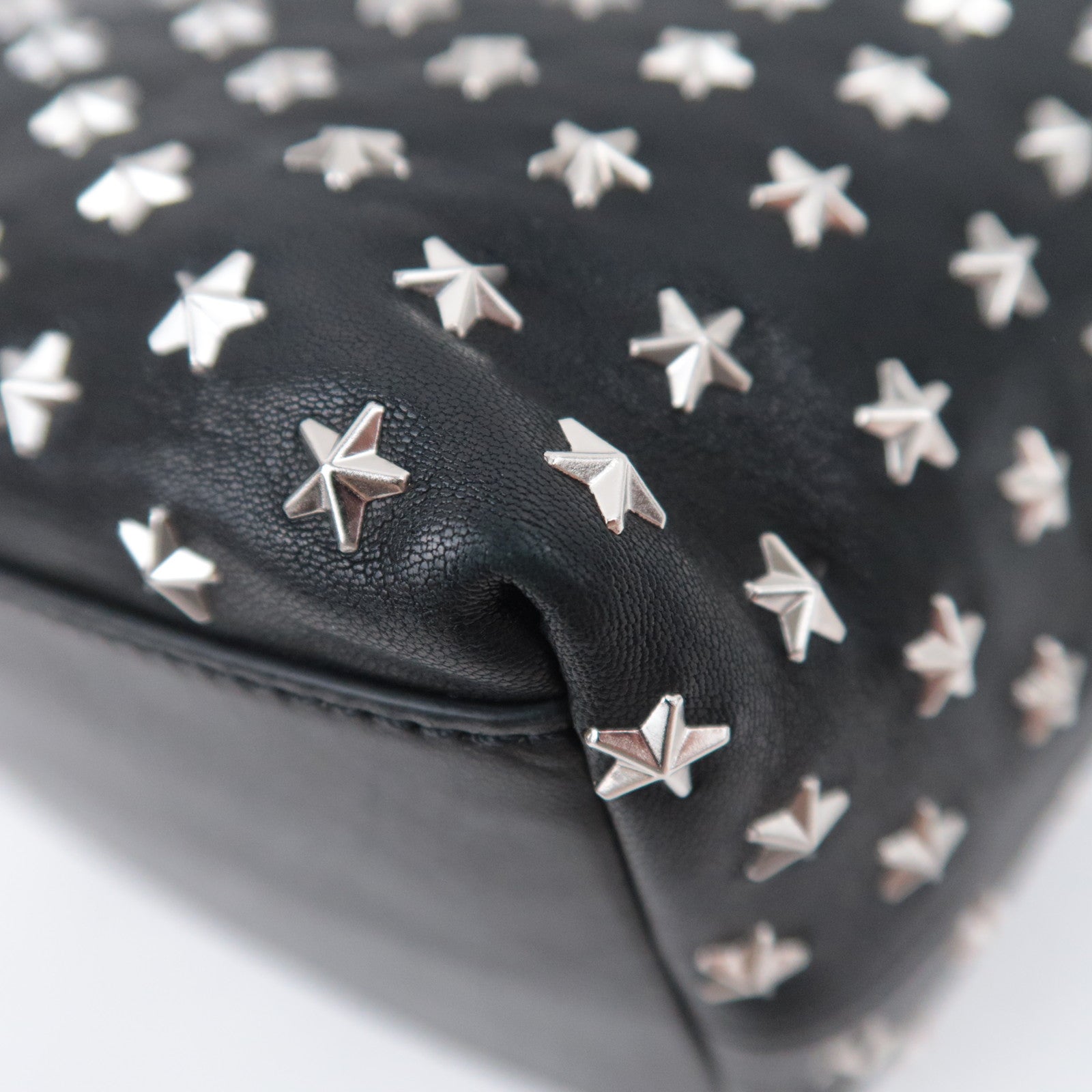 JIMMY CHOO Star Studs 2Way Leather Handbag Black
