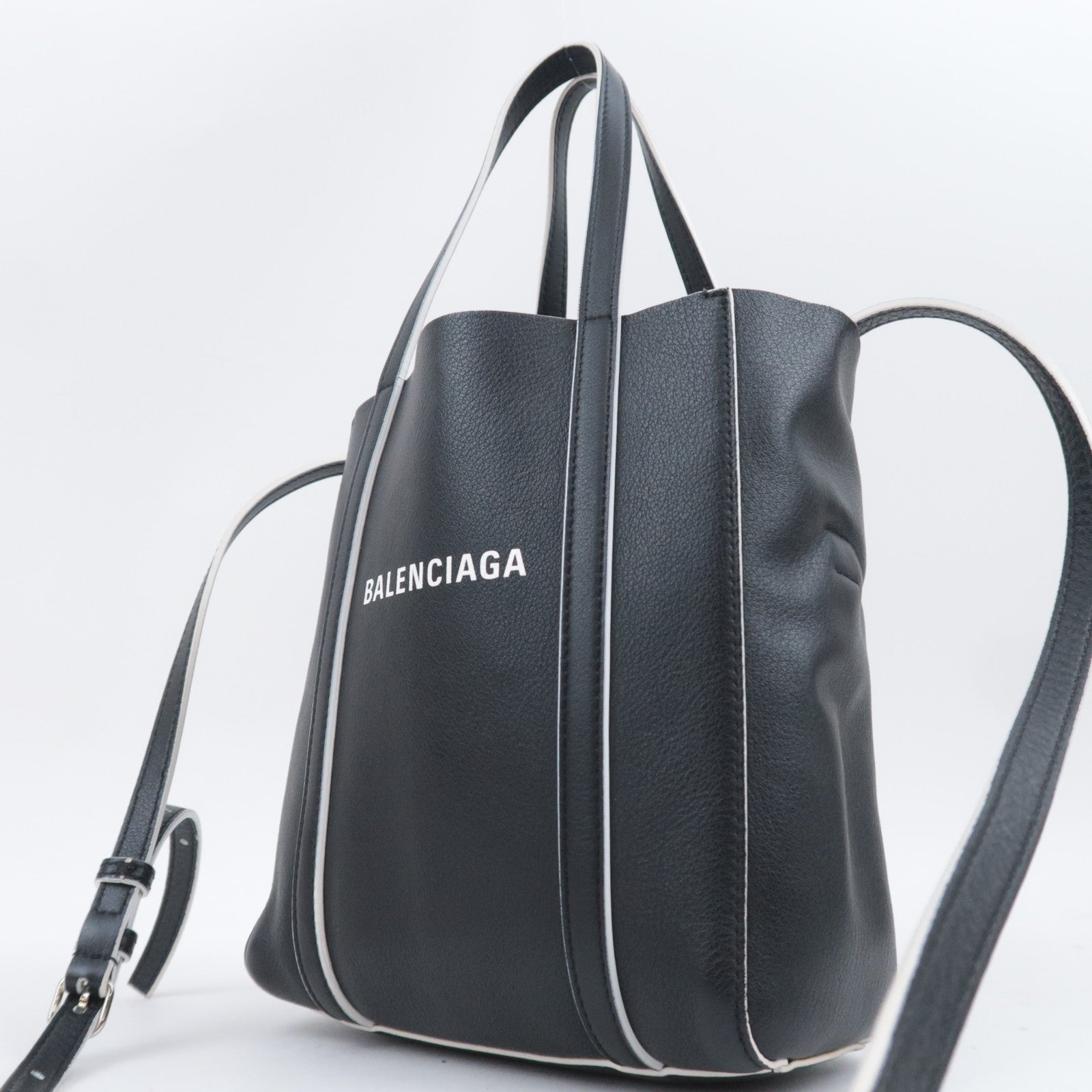 BALENCIAGA Everyday Tote XXS 2Way Leather Hand Bag Black 551815