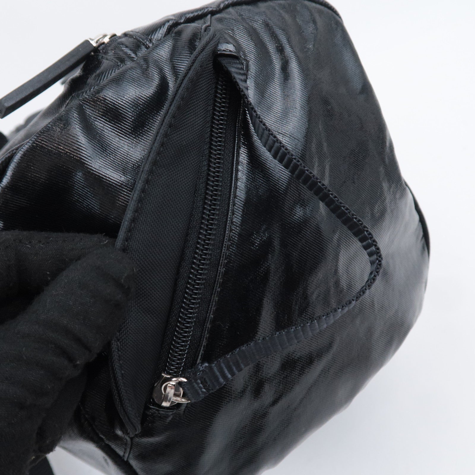 CHANEL Chanel Sports Boston Bag Coated Canvas Black