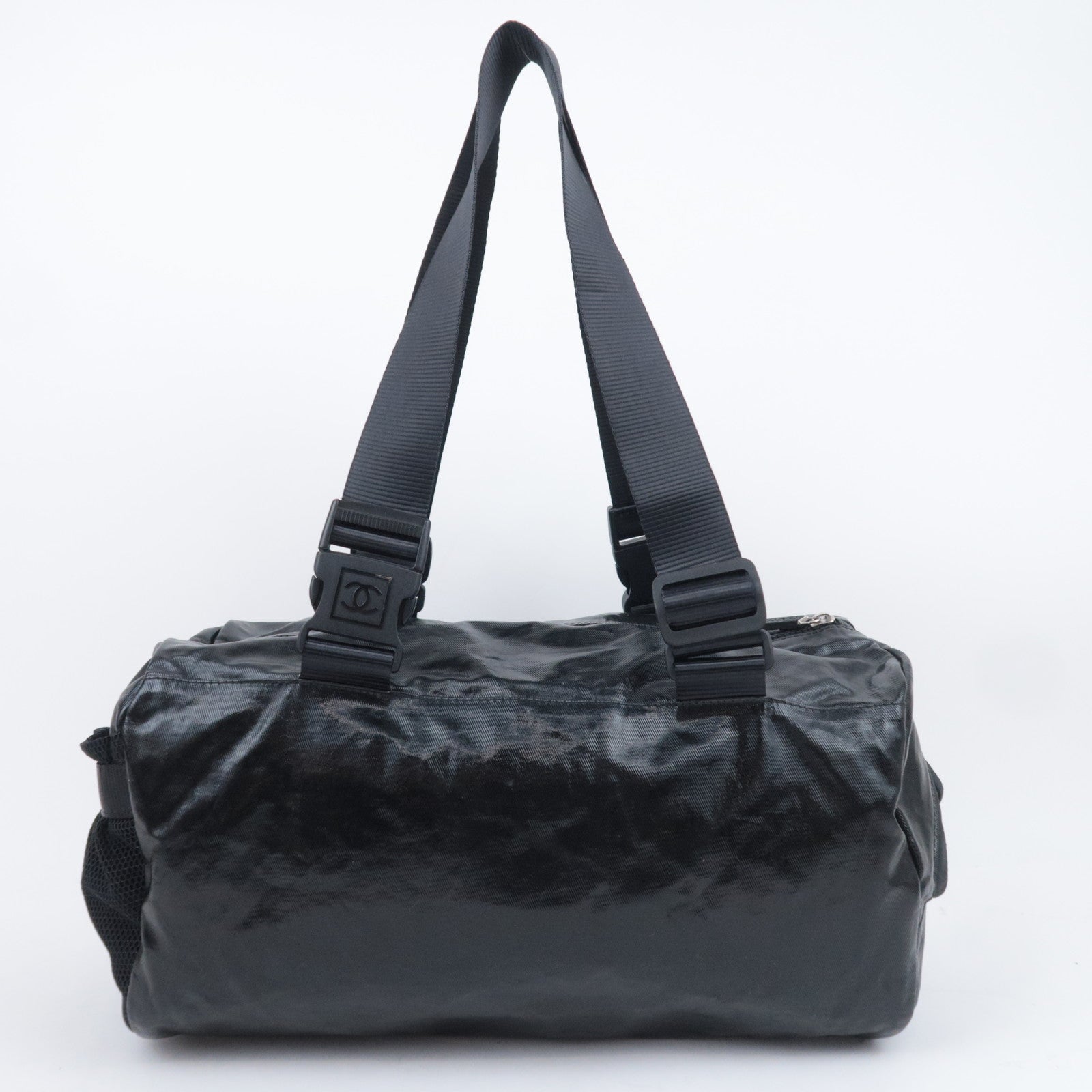 CHANEL Chanel Sports Boston Bag Coated Canvas Black