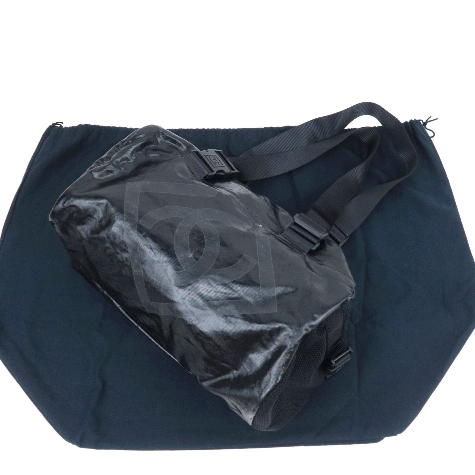 CHANEL Chanel Sports Boston Bag Coated Canvas Black