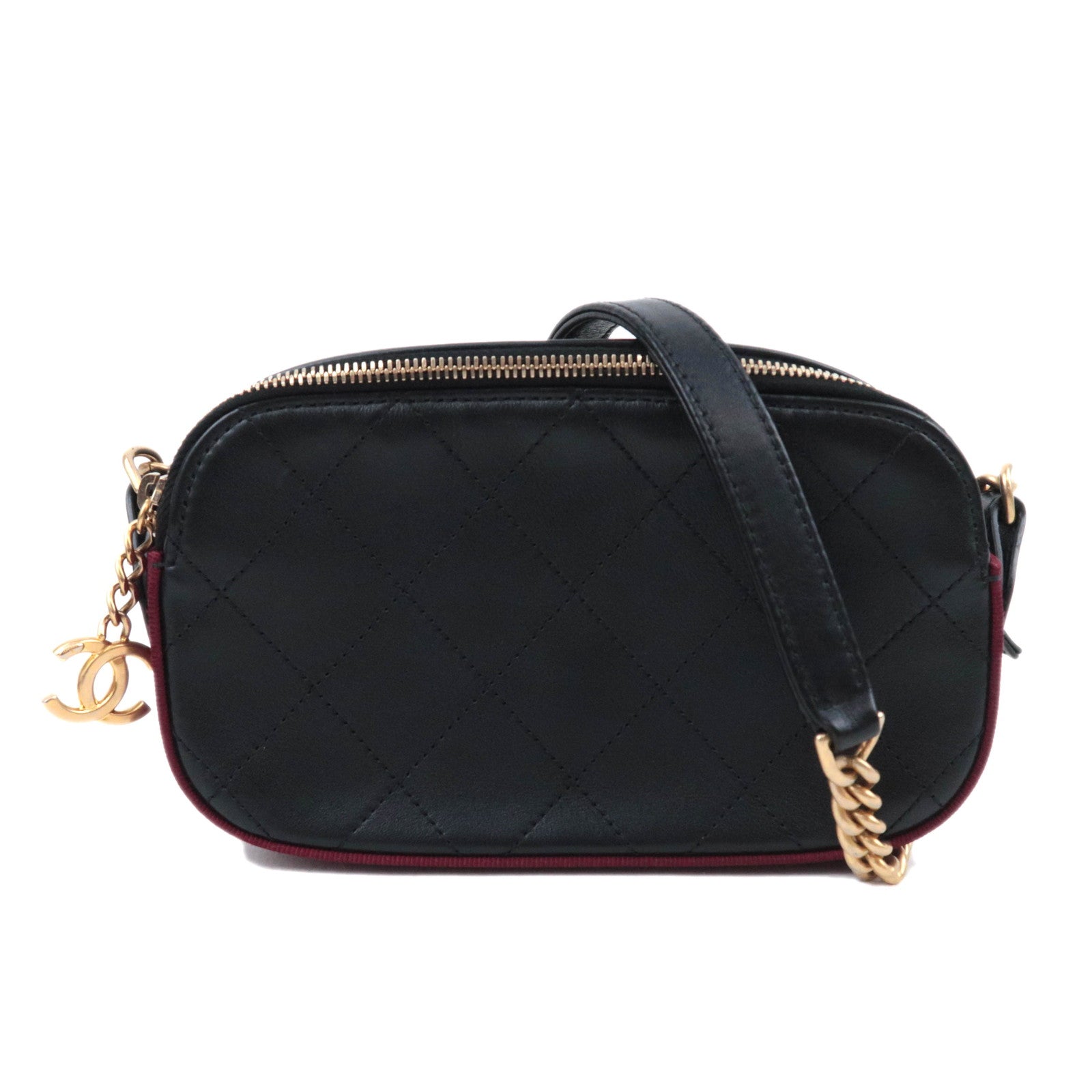 CHANEL Matelasse Camera Bag Leather Chain Shoulder Bag Black Mix HDW A5757491097