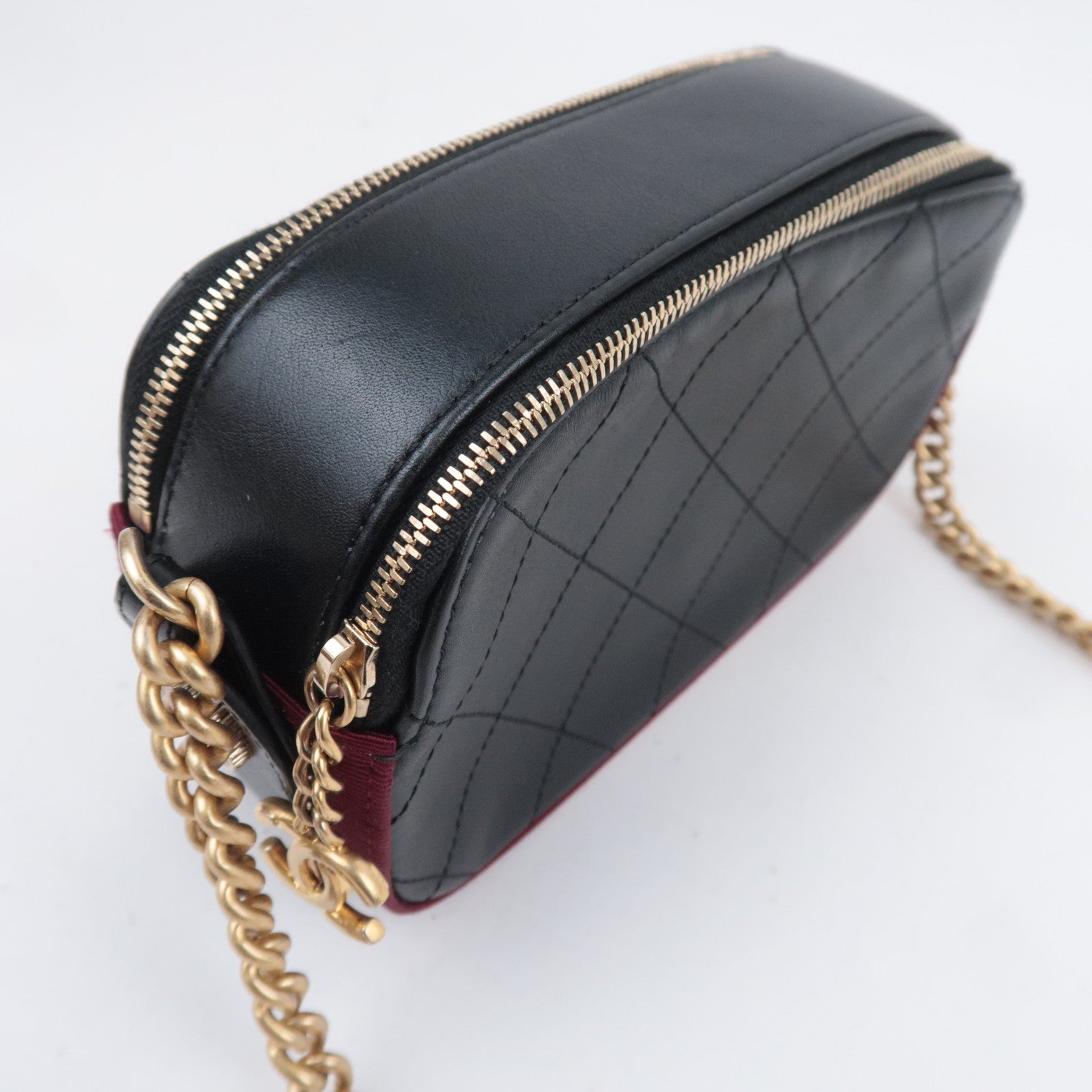 CHANEL Matelasse Camera Bag Leather Chain Shoulder Bag Black Mix HDW A57574