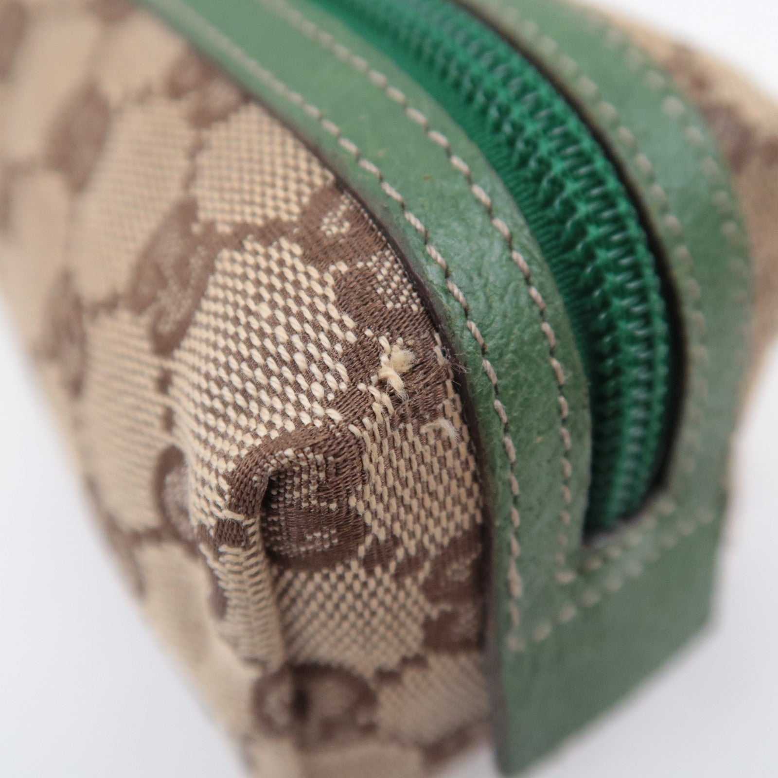 GUCCI GG Canvas Small Cosmetic Pouch Beige Green 29596