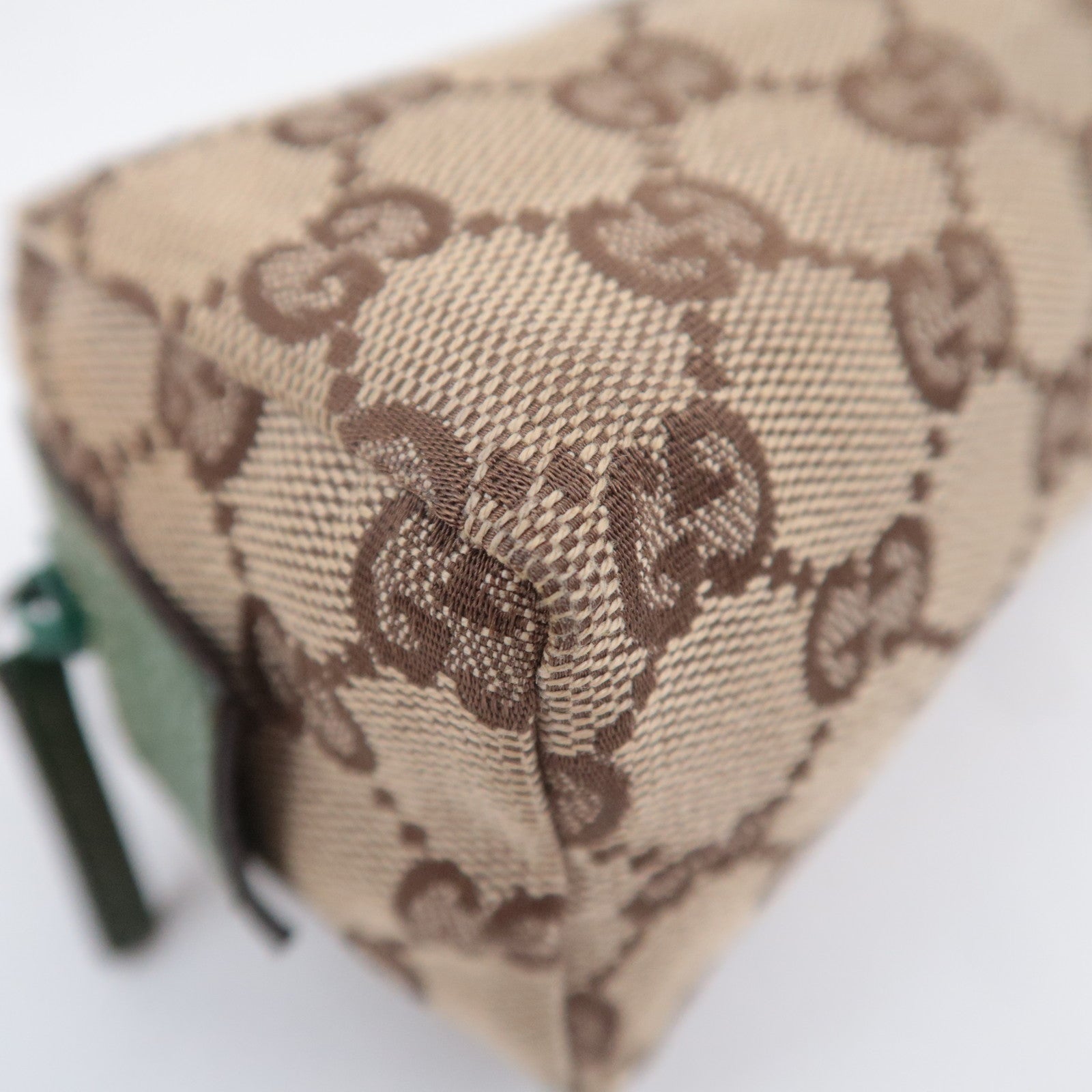 GUCCI GG Canvas Small Cosmetic Pouch Beige Green 29596