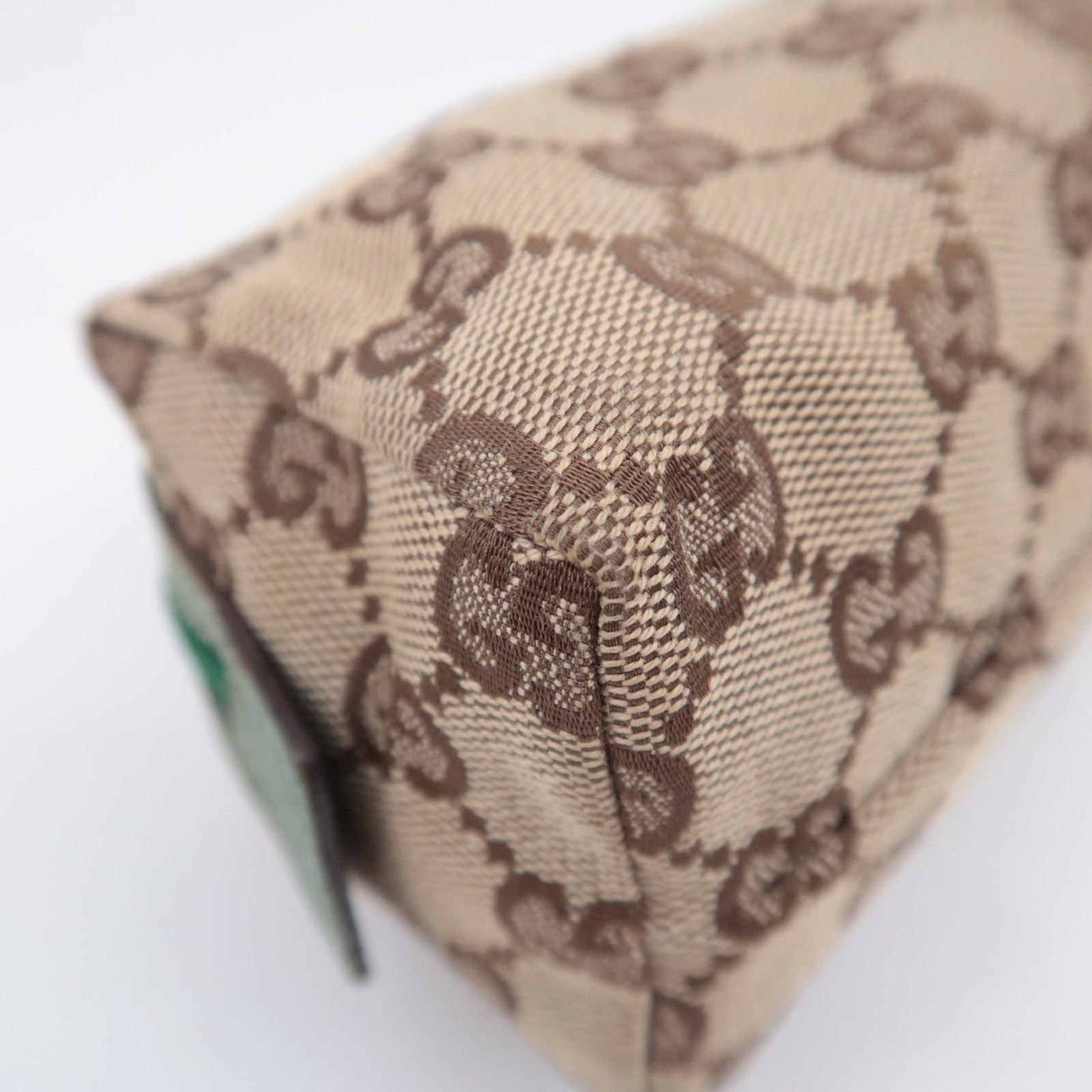 GUCCI GG Canvas Small Cosmetic Pouch Beige Green 29596