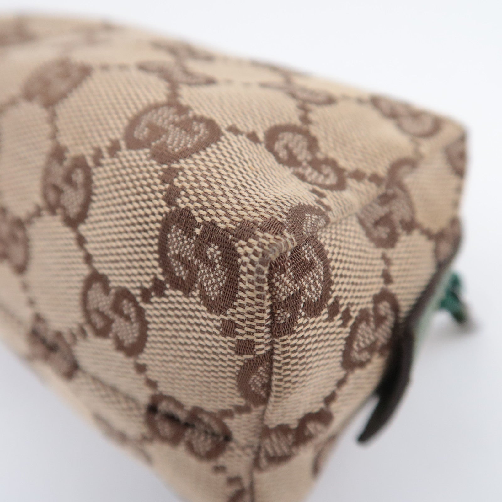 GUCCI GG Canvas Small Cosmetic Pouch Beige Green 29596