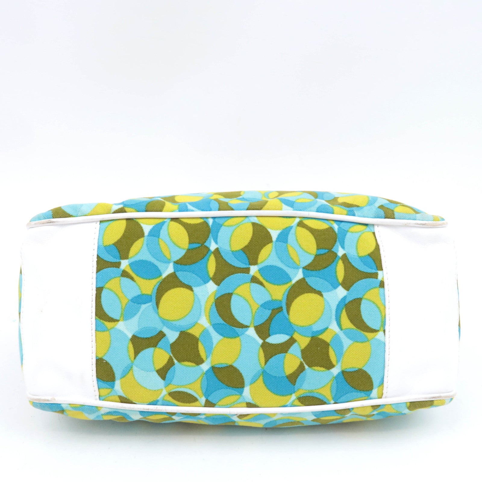 CELINE Boogie Bag Geometry Pirnt Canvas Leather Handbag Blue Yellow White
