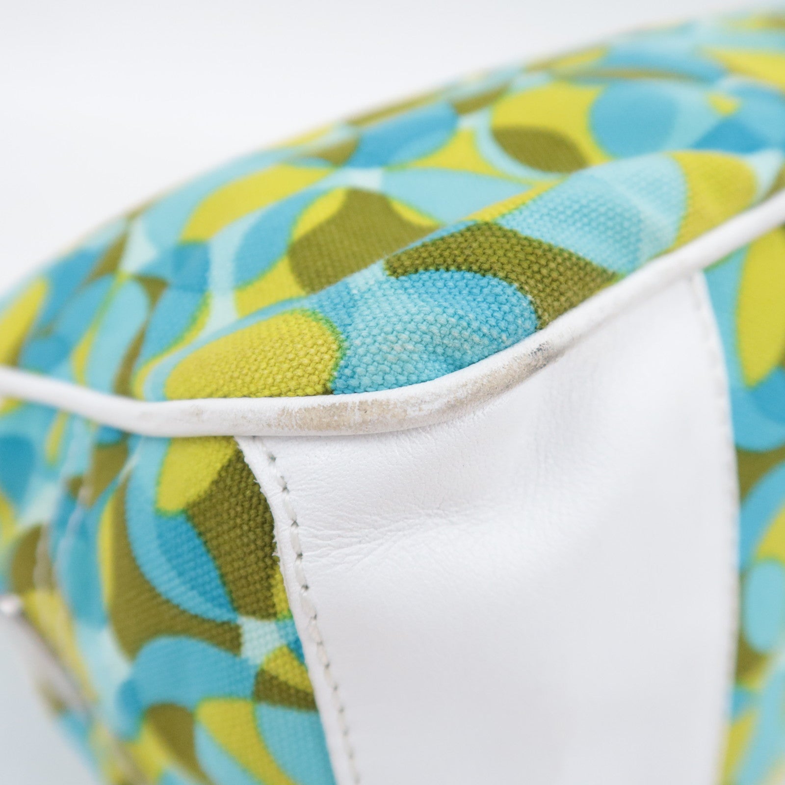 CELINE Boogie Bag Geometry Pirnt Canvas Leather Handbag Blue Yellow White