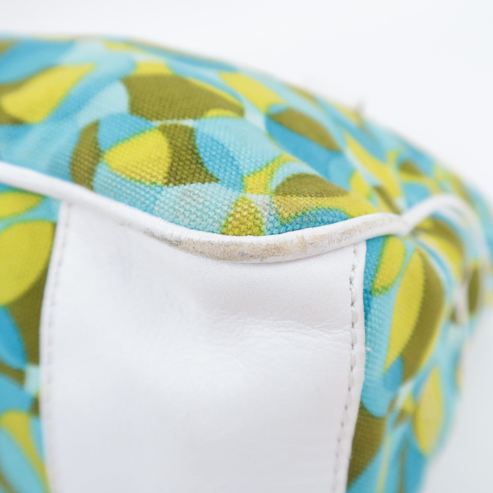 CELINE Boogie Bag Geometry Pirnt Canvas Leather Handbag Blue Yellow White