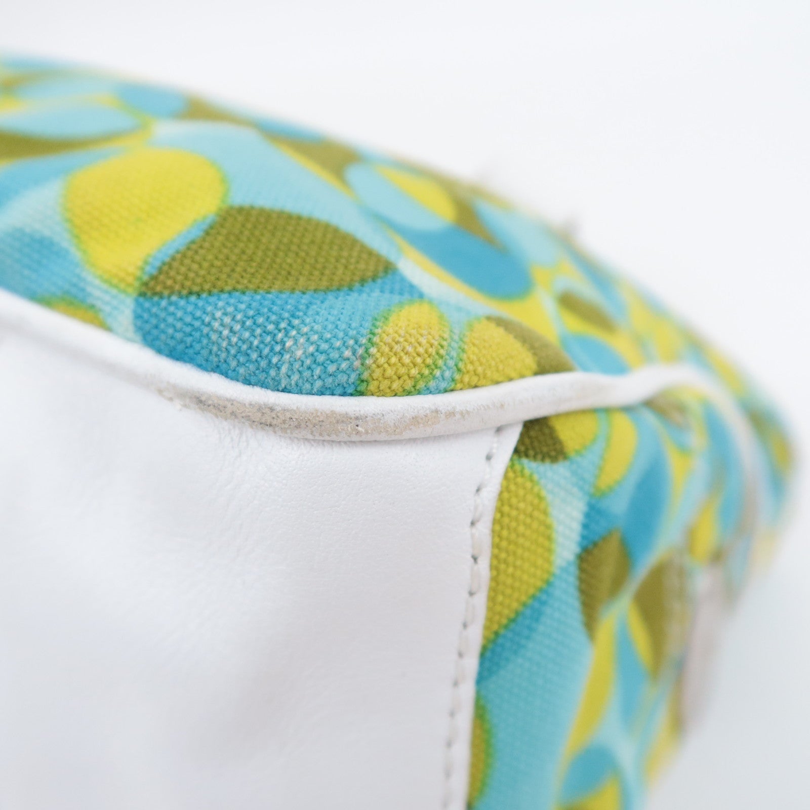CELINE Boogie Bag Geometry Pirnt Canvas Leather Handbag Blue Yellow White
