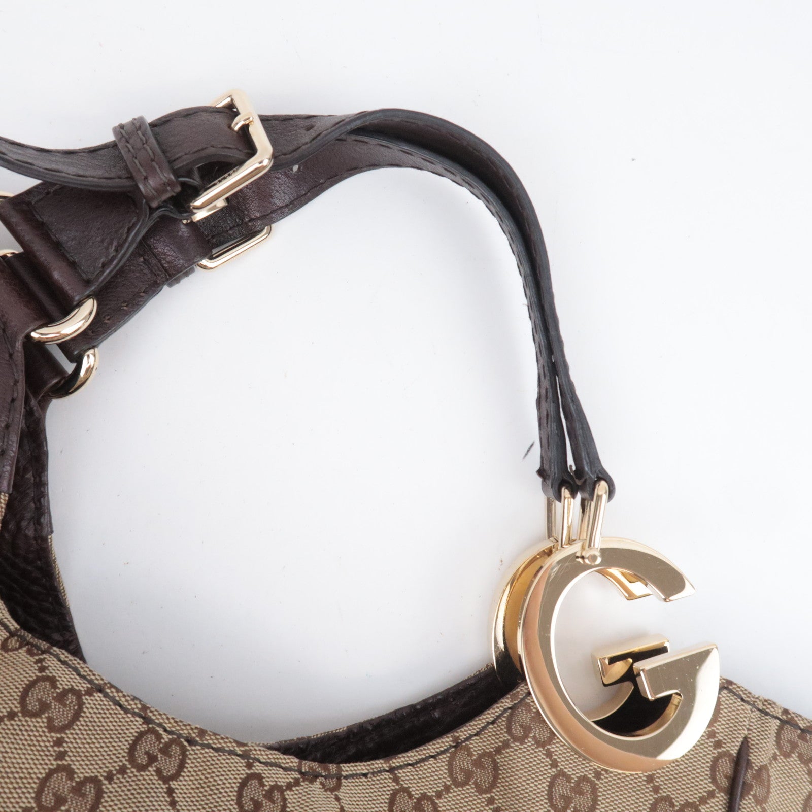 GUCCI Charlotte GG Canvas Shoulder Bag Beige Brown 203504