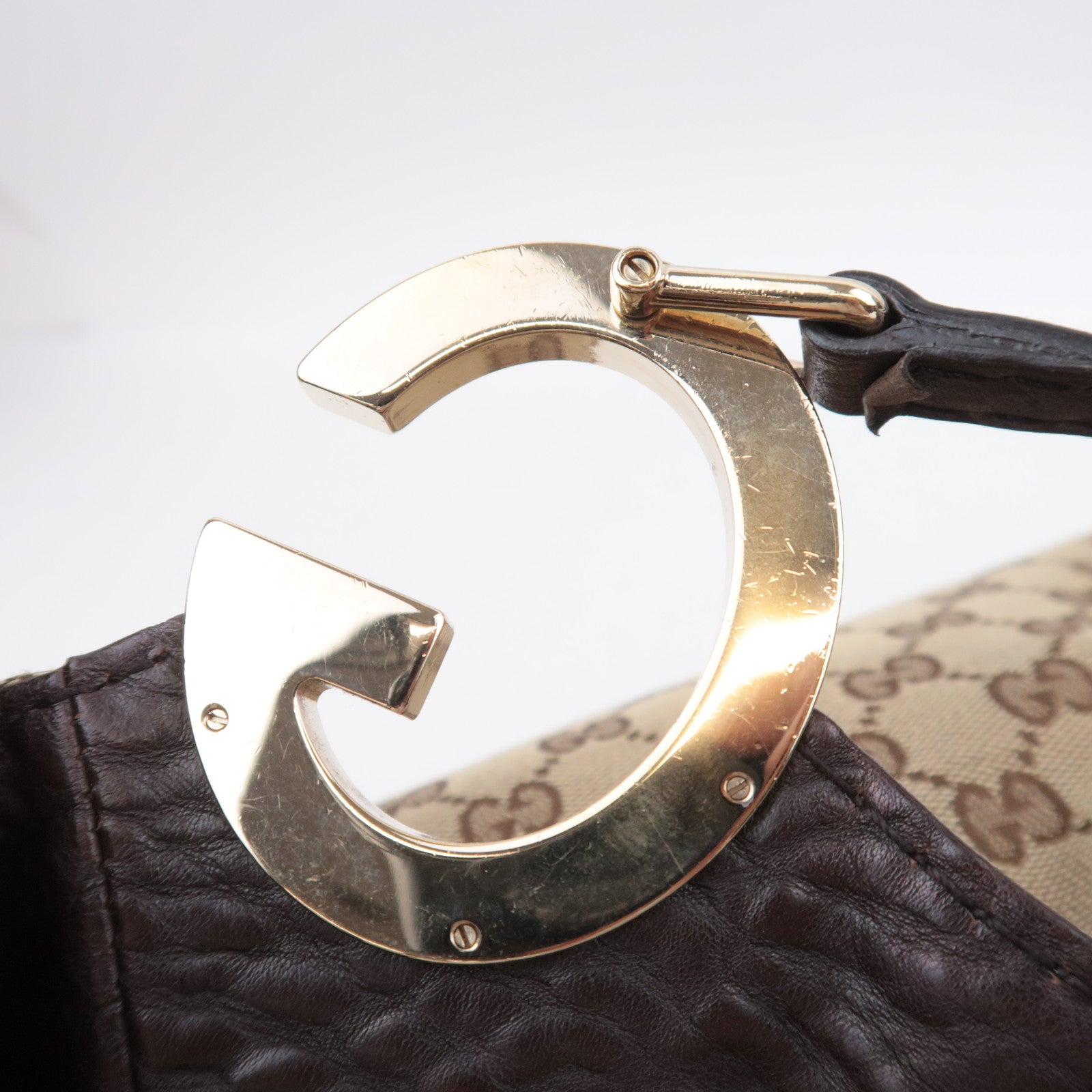 GUCCI Charlotte GG Canvas Shoulder Bag Beige Brown 203504
