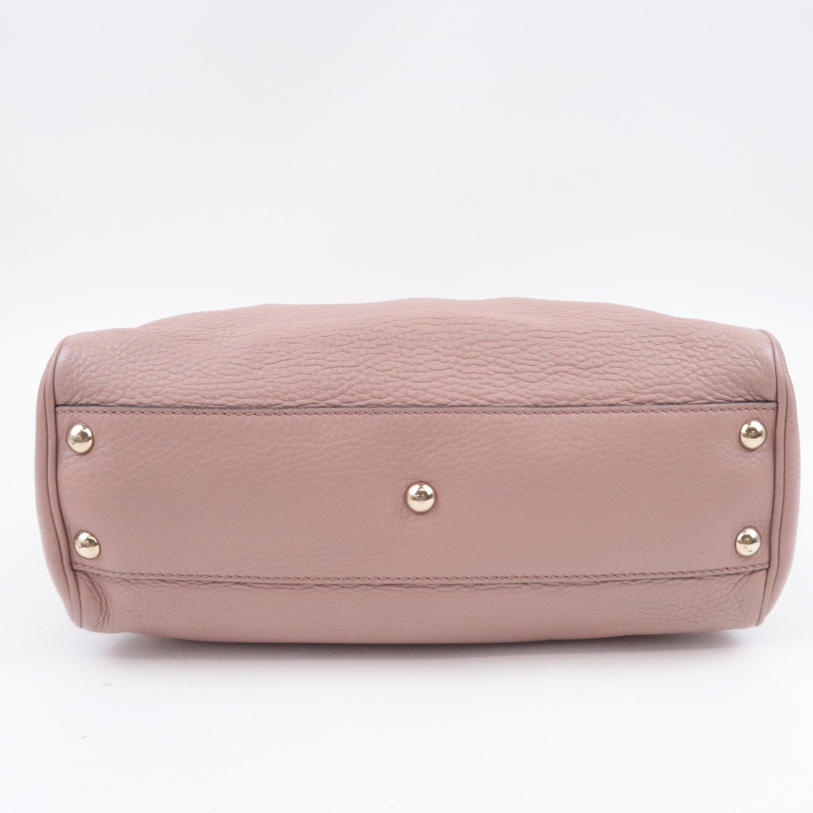 GUCCI Bamboo Shopper Small 2Way Leather Handbag Pink Beige 336032