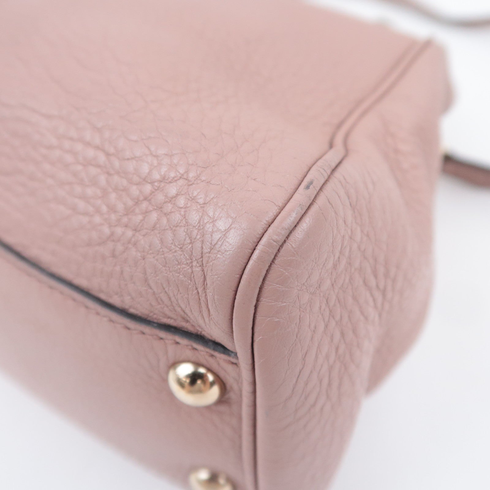 GUCCI Bamboo Shopper Small 2Way Leather Handbag Pink Beige 336032