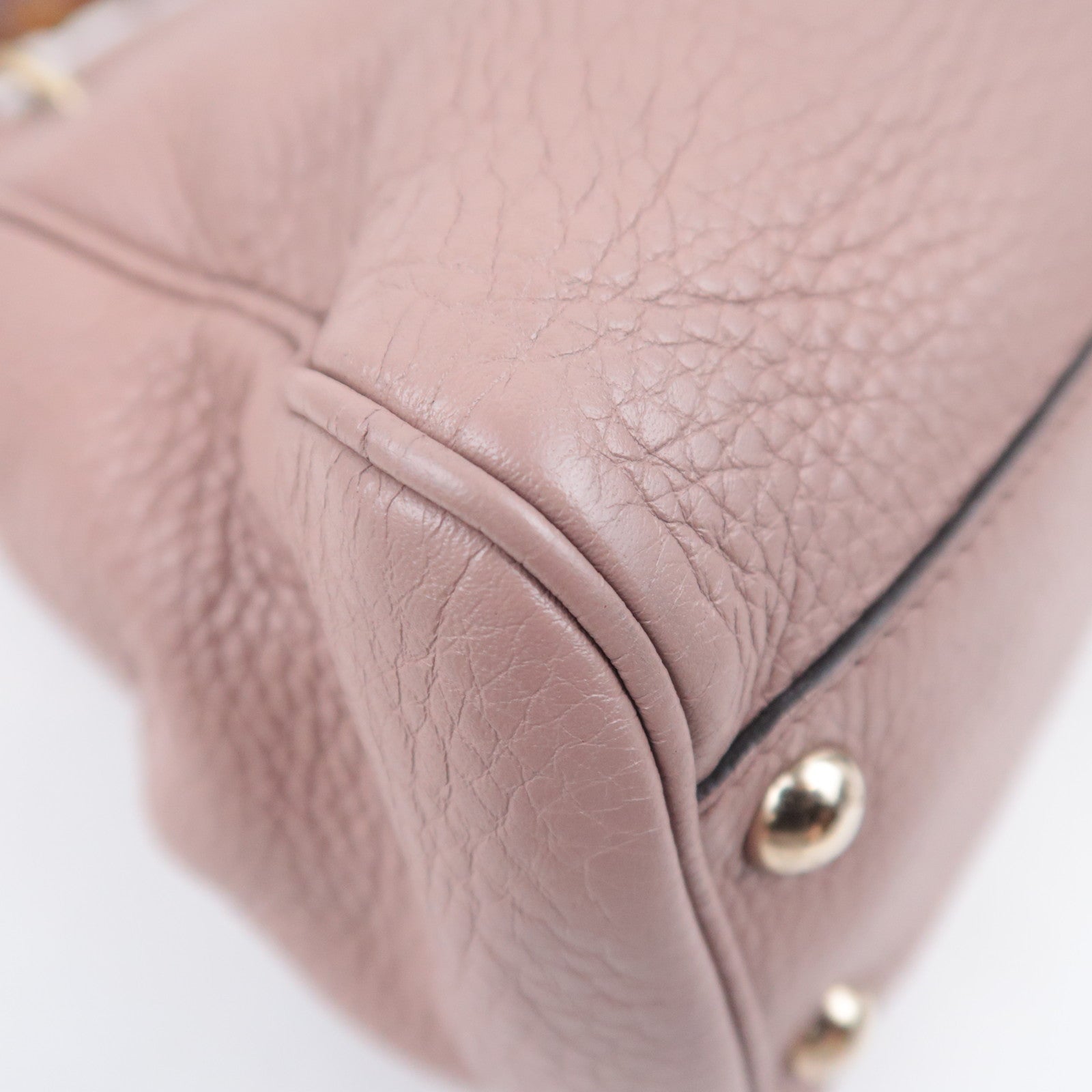 GUCCI Bamboo Shopper Small 2Way Leather Handbag Pink Beige 336032