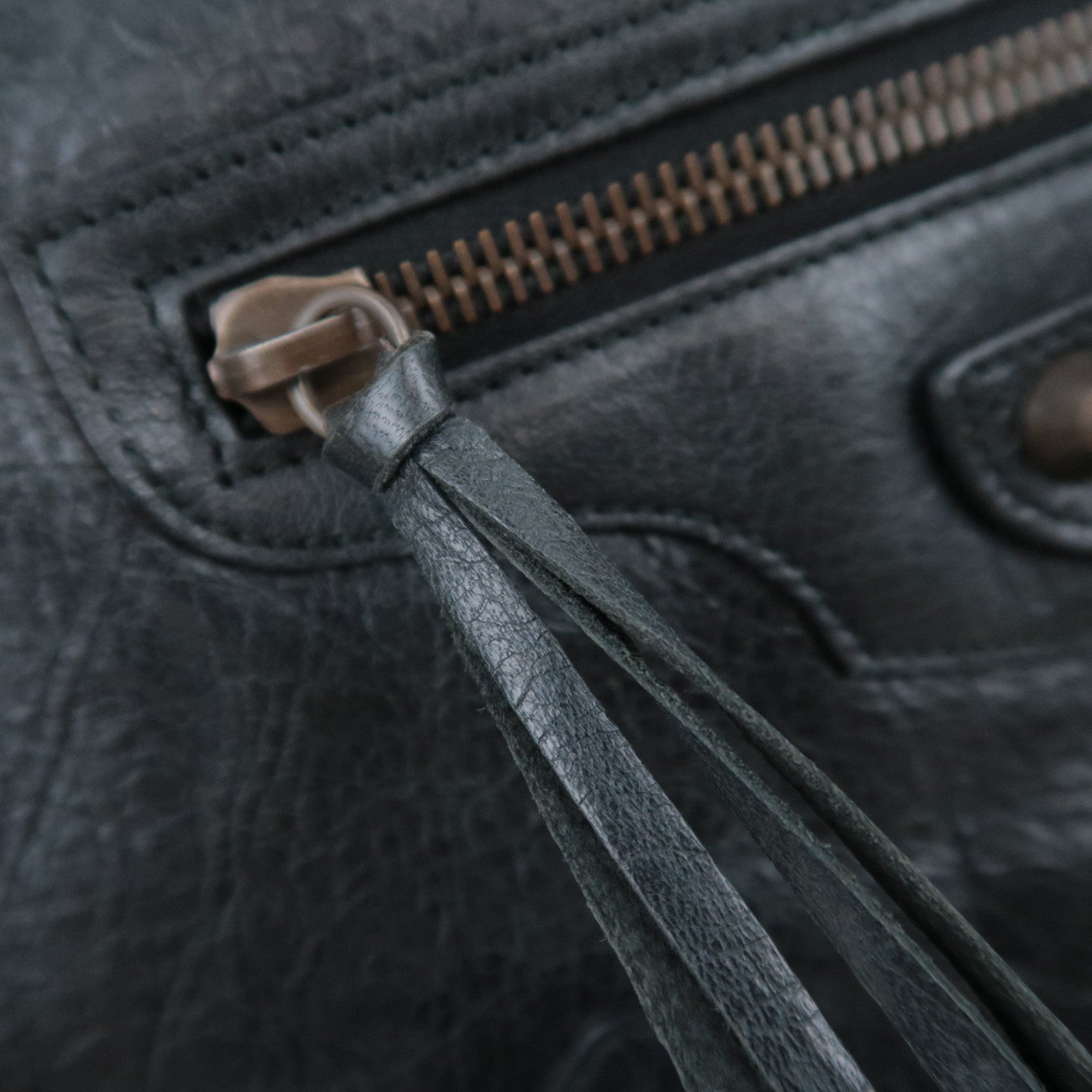 BALENCIAGA The Folk Leather Shoulder Bag Black 246432