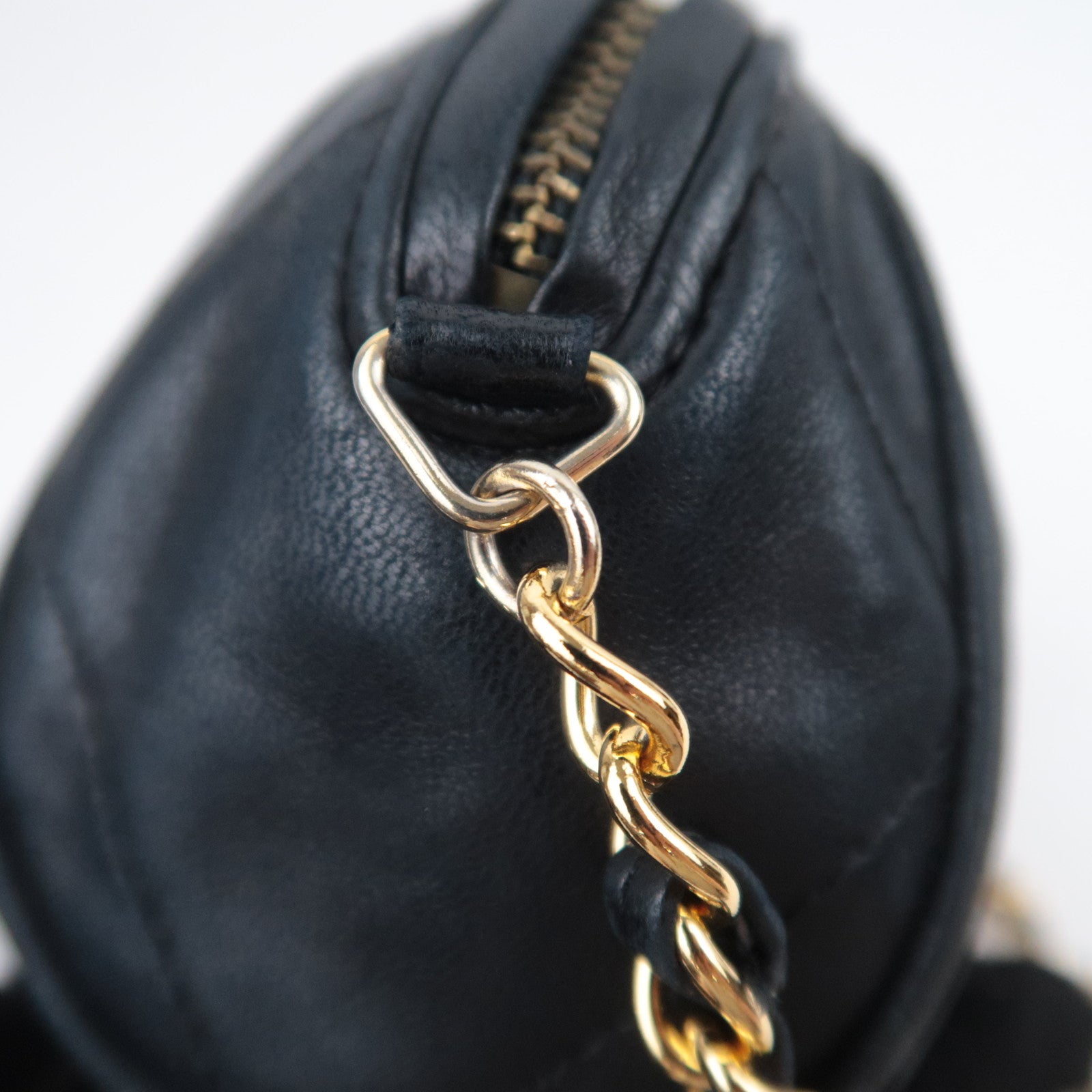CHANEL Coco Mark Matelasse Tassel Chain Shoulder Bag Lambskin Black Gold HDW