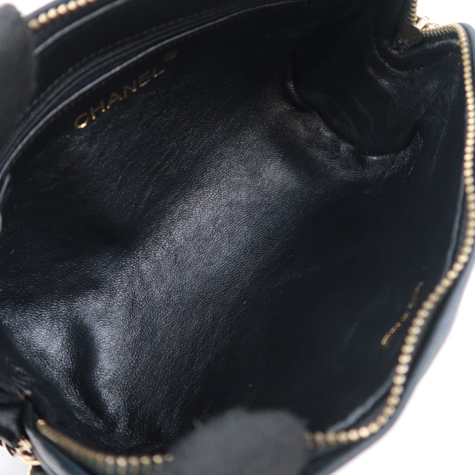CHANEL Coco Mark Matelasse Tassel Chain Shoulder Bag Lambskin Black Gold HDW