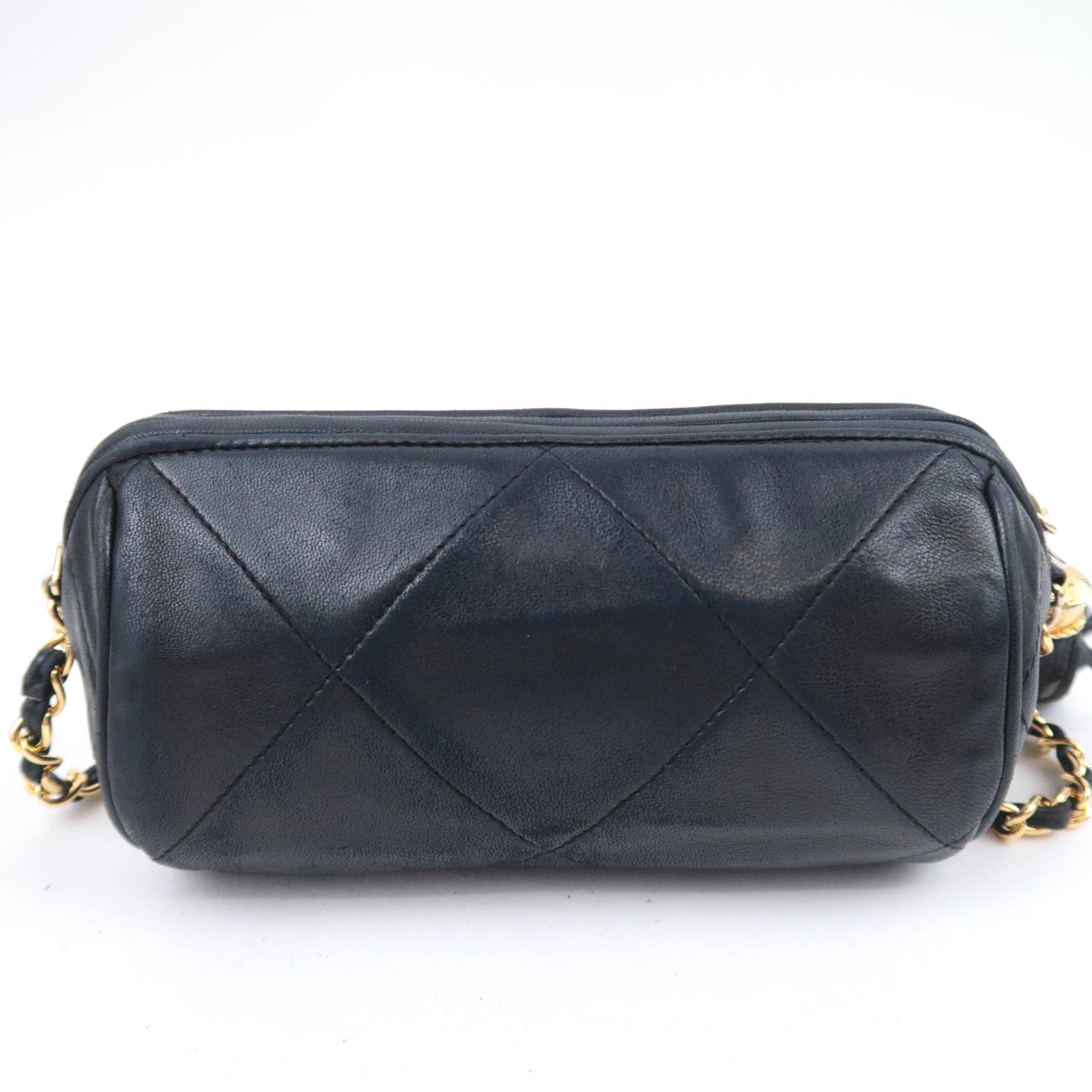 CHANEL Coco Mark Matelasse Tassel Chain Shoulder Bag Lambskin Black Gold HDW