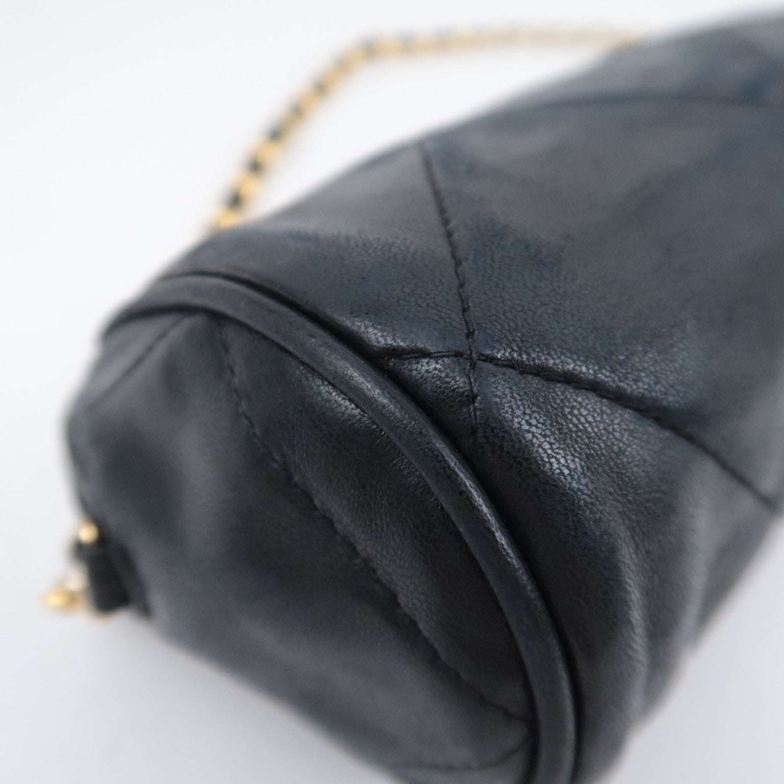 CHANEL Coco Mark Matelasse Tassel Chain Shoulder Bag Lambskin Black Gold HDW