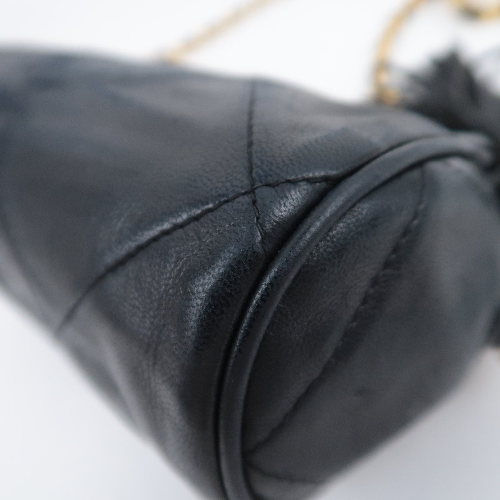 CHANEL Coco Mark Matelasse Tassel Chain Shoulder Bag Lambskin Black Gold HDW