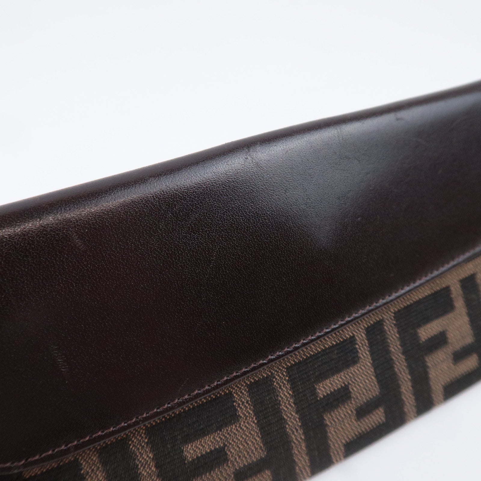 FENDI Zucca Canvas Leather Long Wallet Brown Black 01339