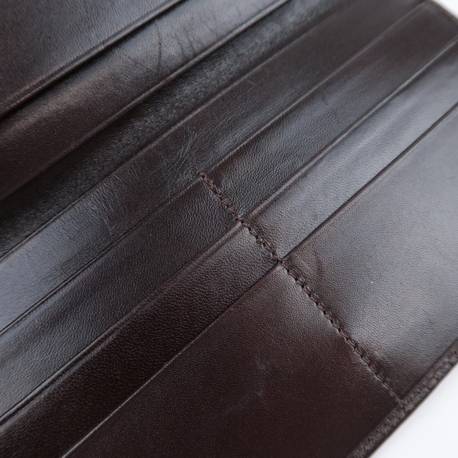 FENDI Zucca Canvas Leather Long Wallet Brown Black 01339
