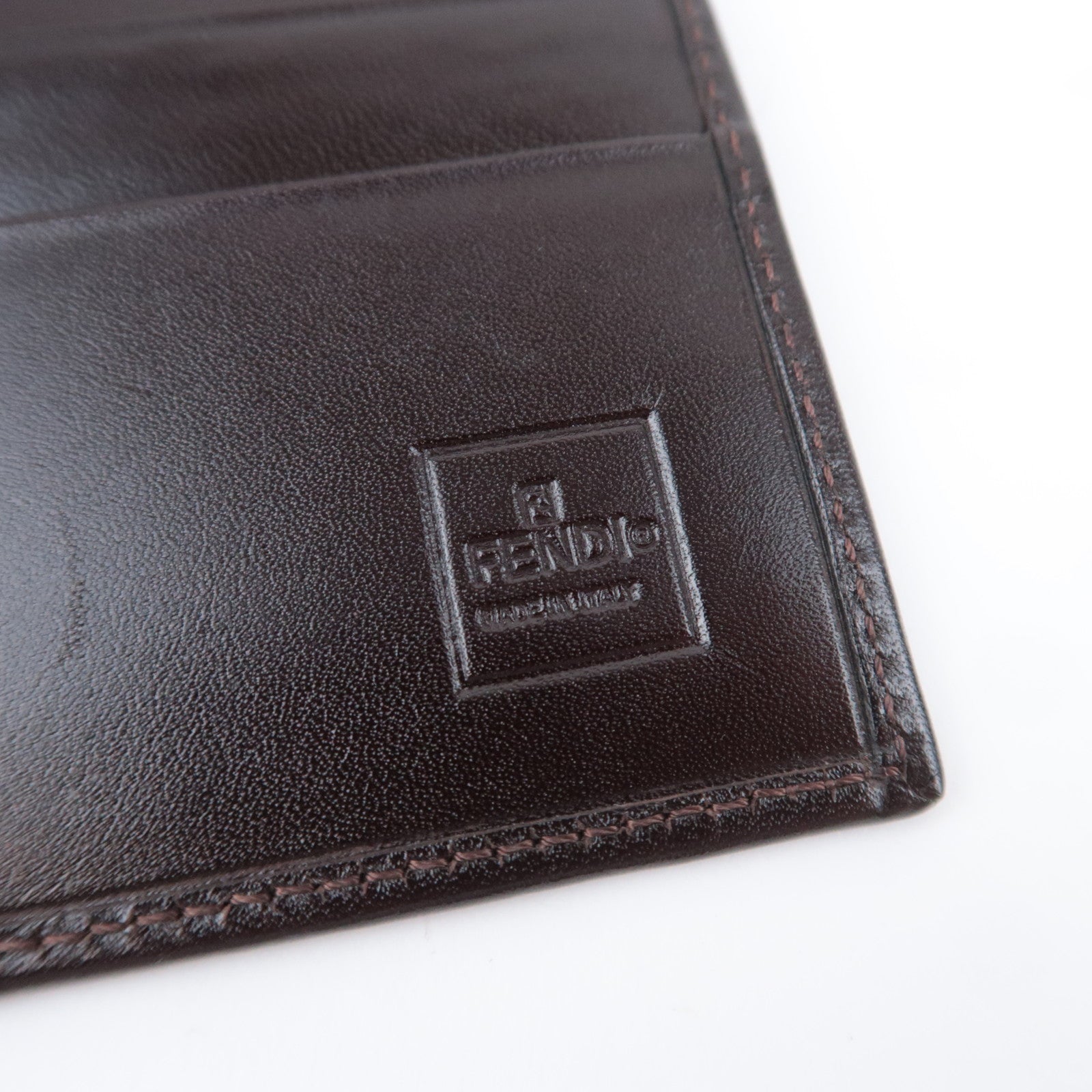 FENDI Zucca Canvas Leather Long Wallet Brown Black 01339
