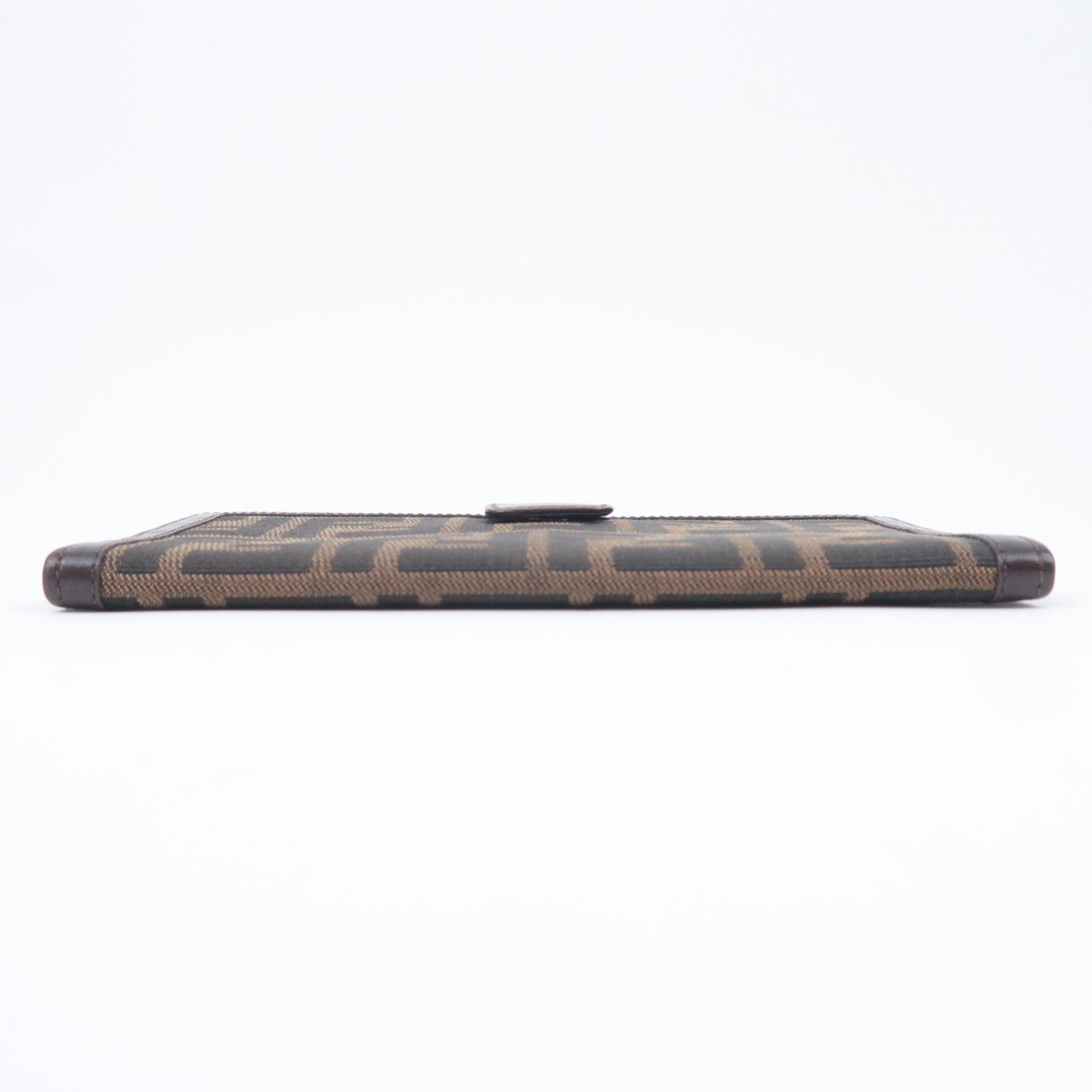 FENDI Zucca Canvas Leather Long Wallet Brown Black 01339