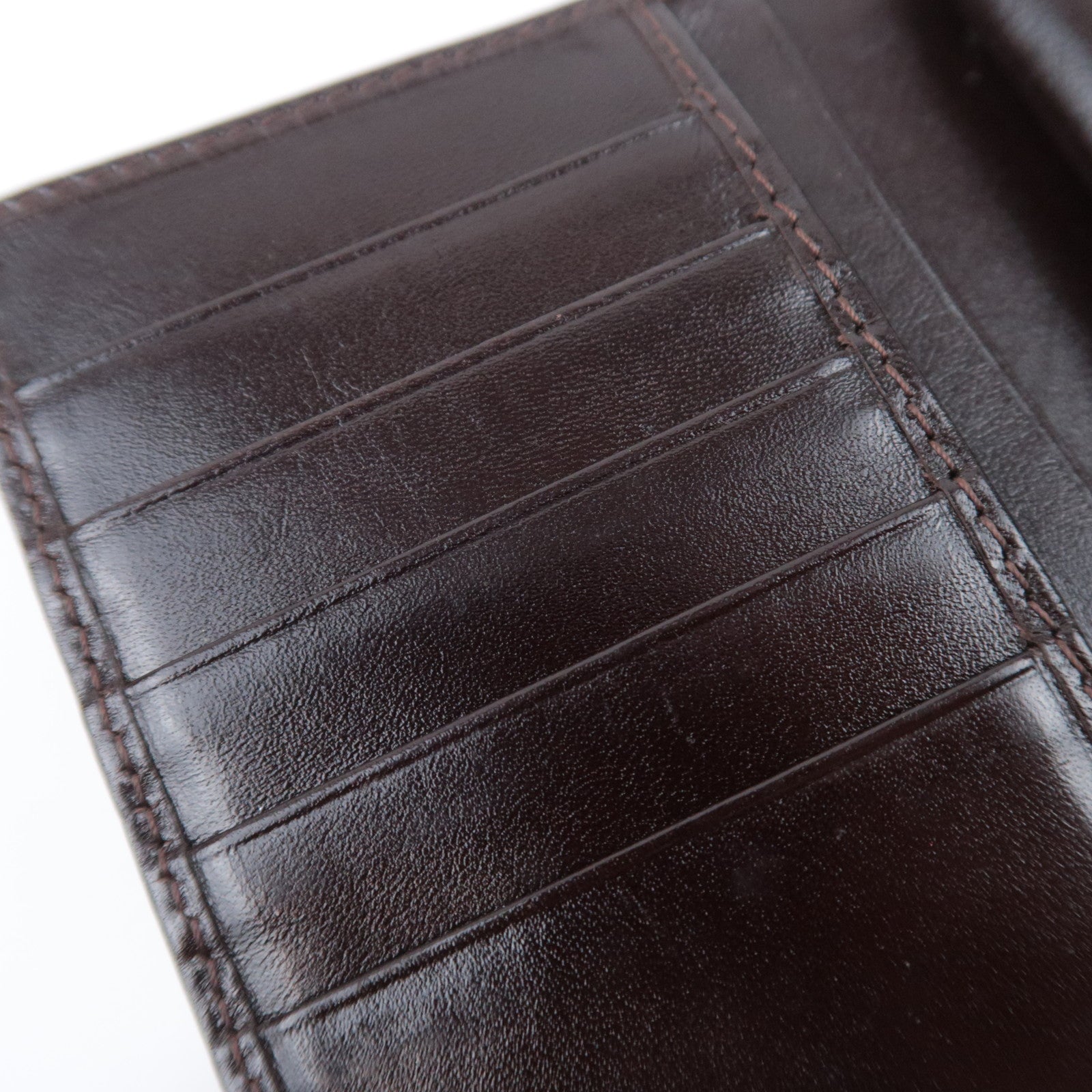 FENDI Zucca Canvas Leather Kiss Lock Wallet Brown Black 01692
