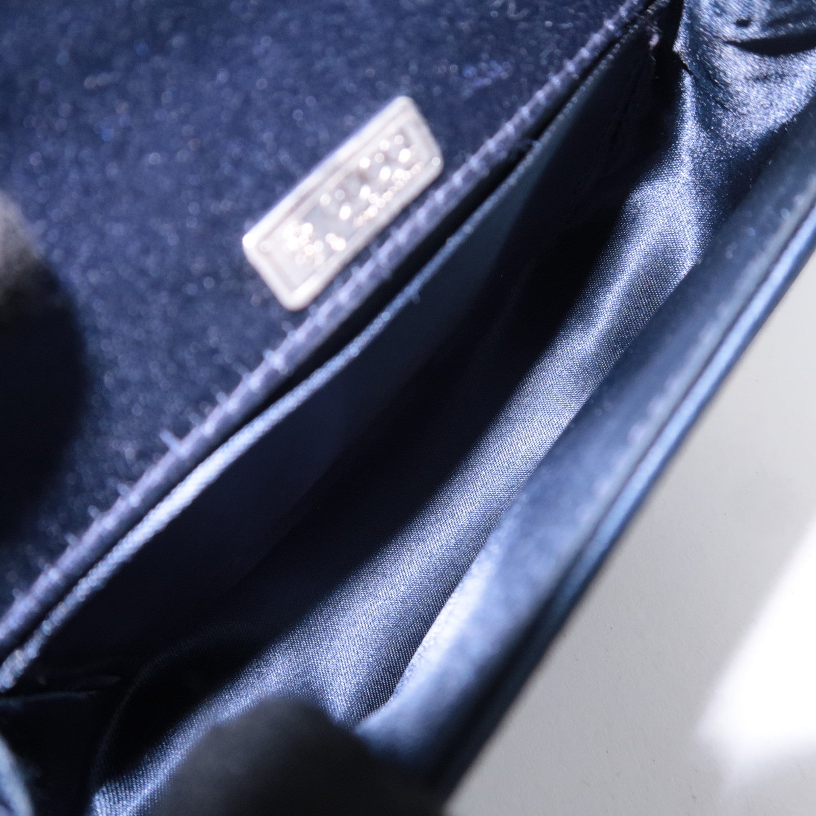 GUCCI Bamboo Mini Satin Handbag Navy 005.109.0259